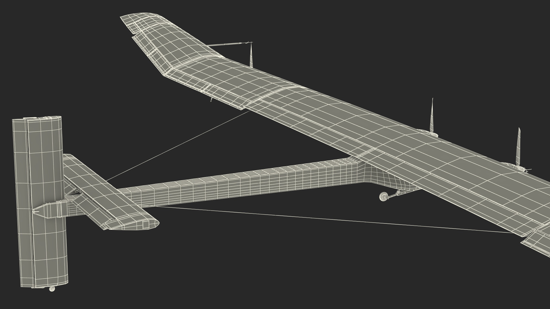 3D model Prototype of Solar Plane Rigged for Maya