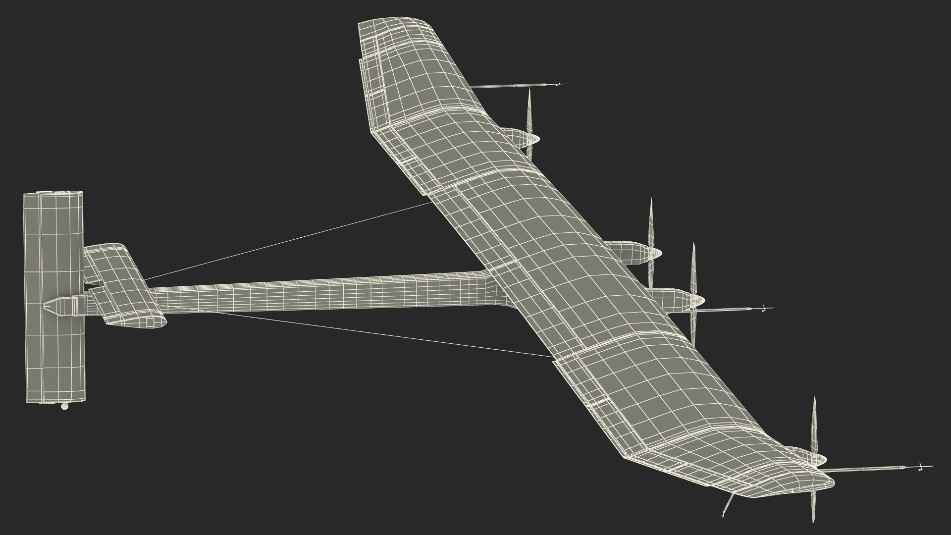 3D model Prototype of Solar Plane Rigged for Maya