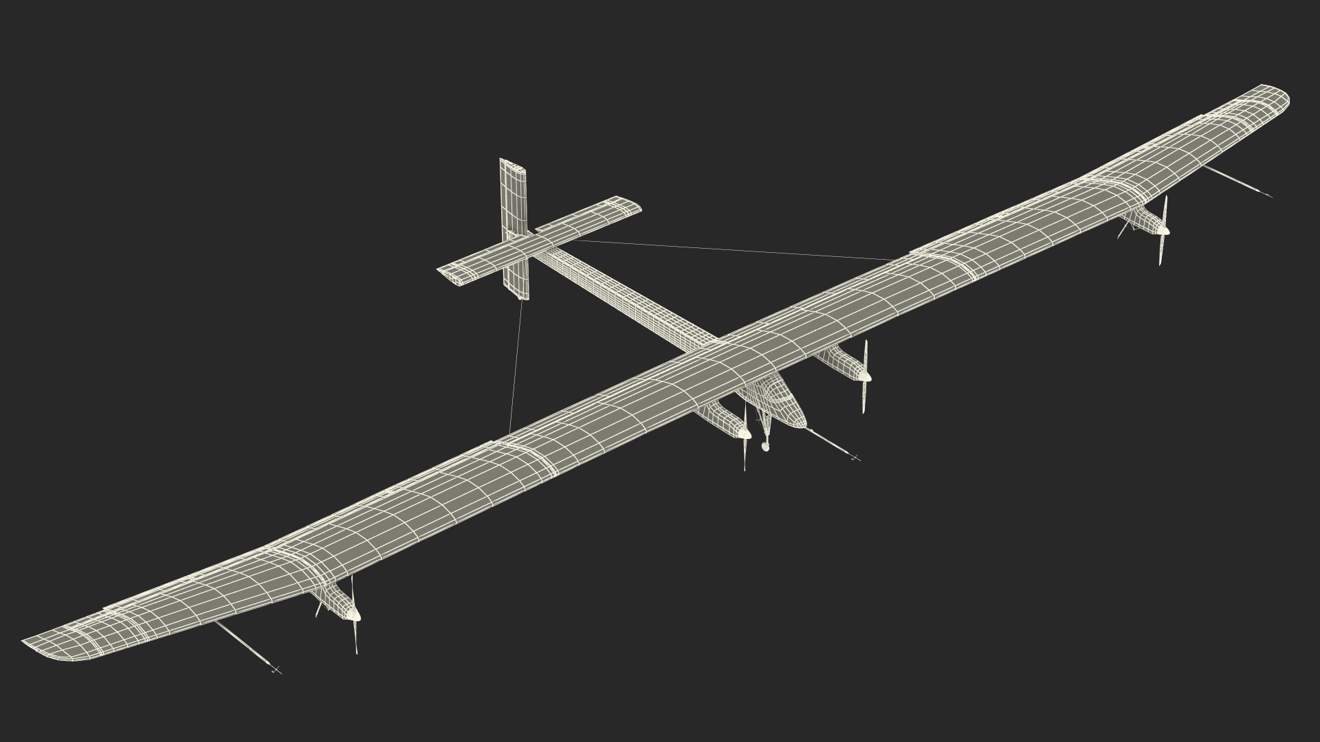 3D model Prototype of Solar Plane Rigged for Maya