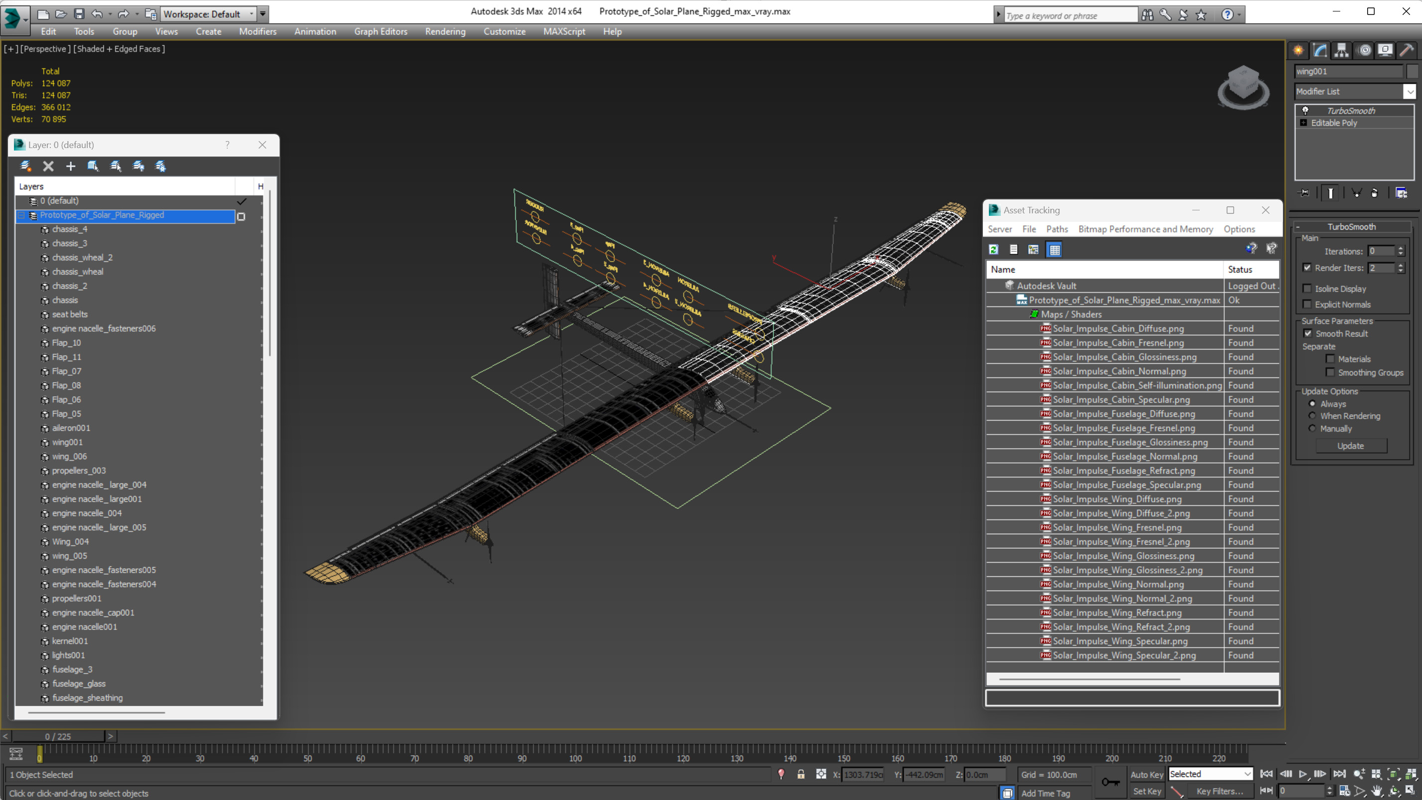 3D model Prototype of Solar Plane Rigged for Maya