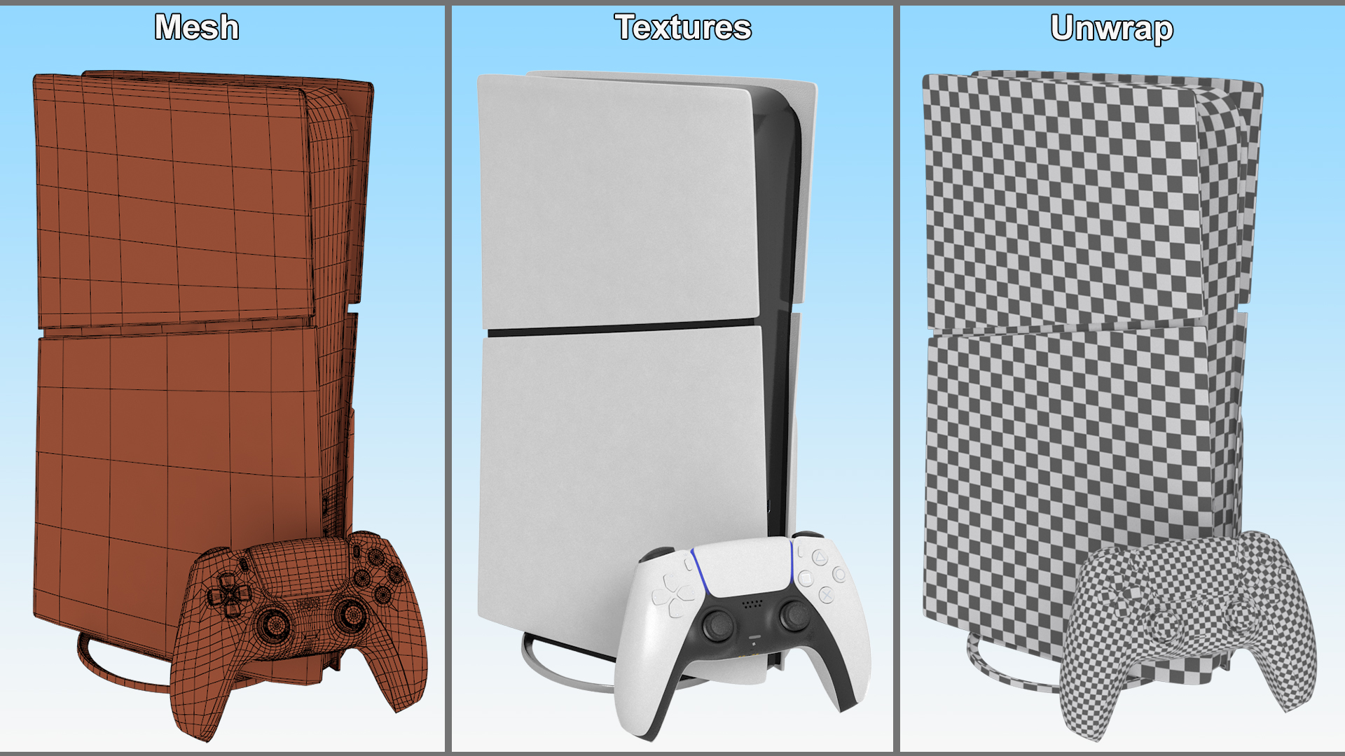 3D Digital Gaming Console with Controller model