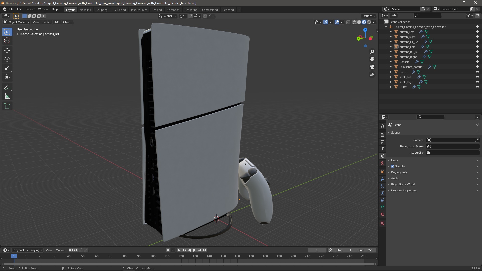 3D Digital Gaming Console with Controller model