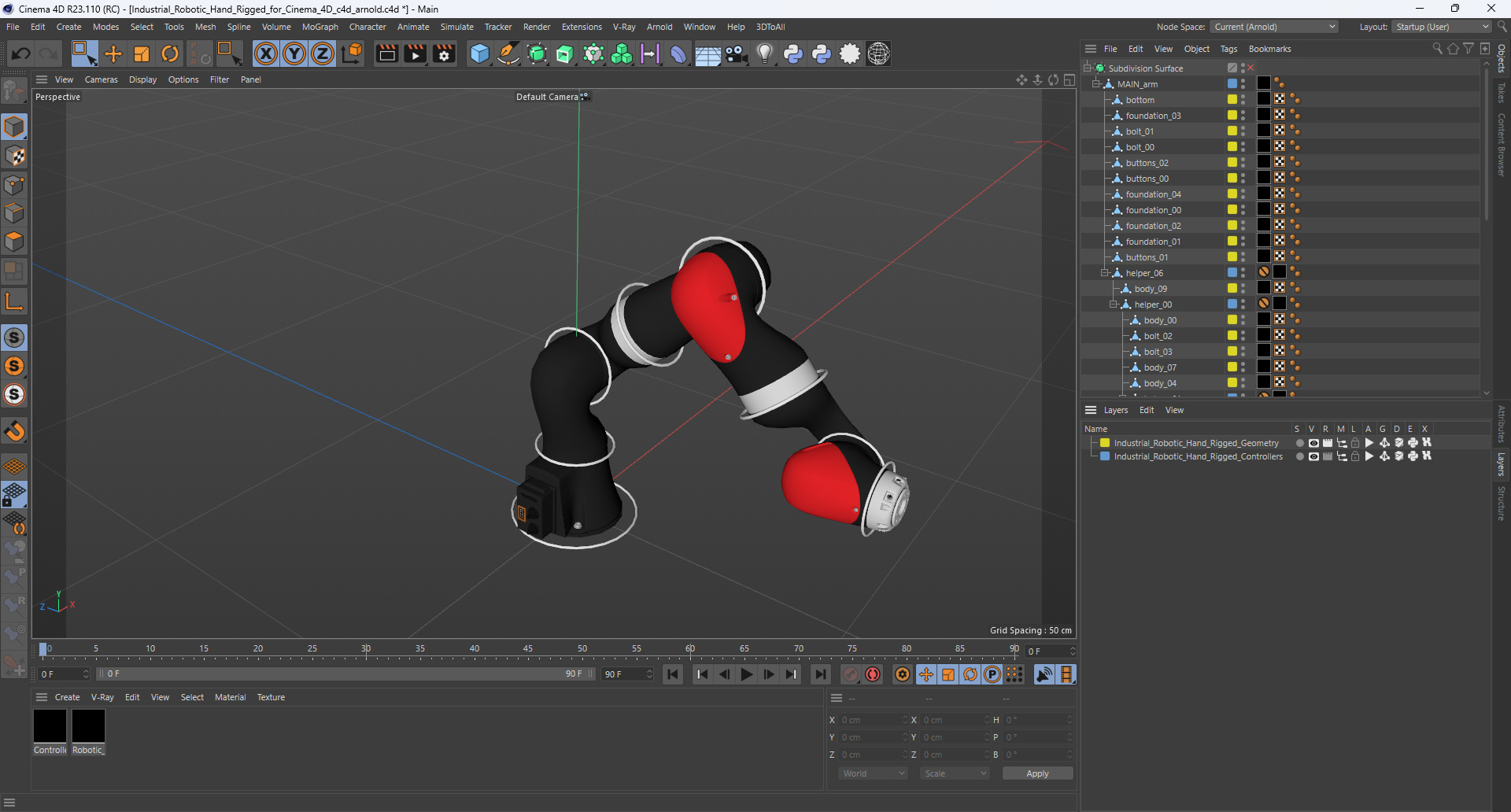 Industrial Robotic Hand Rigged for Cinema 4D 3D model