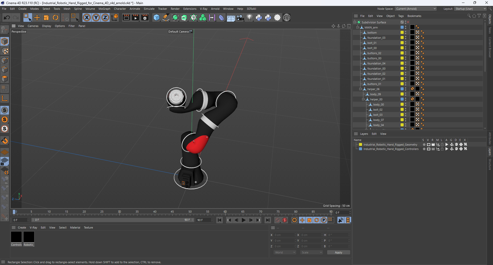 Industrial Robotic Hand Rigged for Cinema 4D 3D model