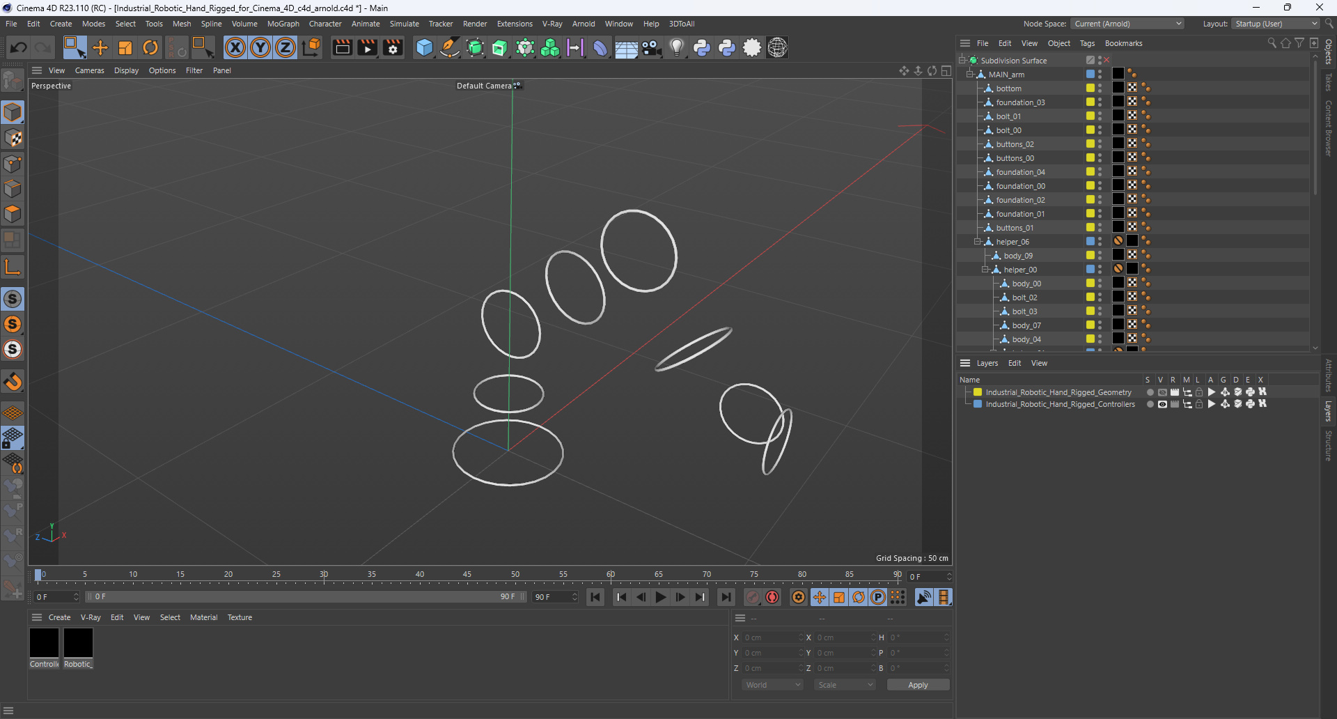 Industrial Robotic Hand Rigged for Cinema 4D 3D model