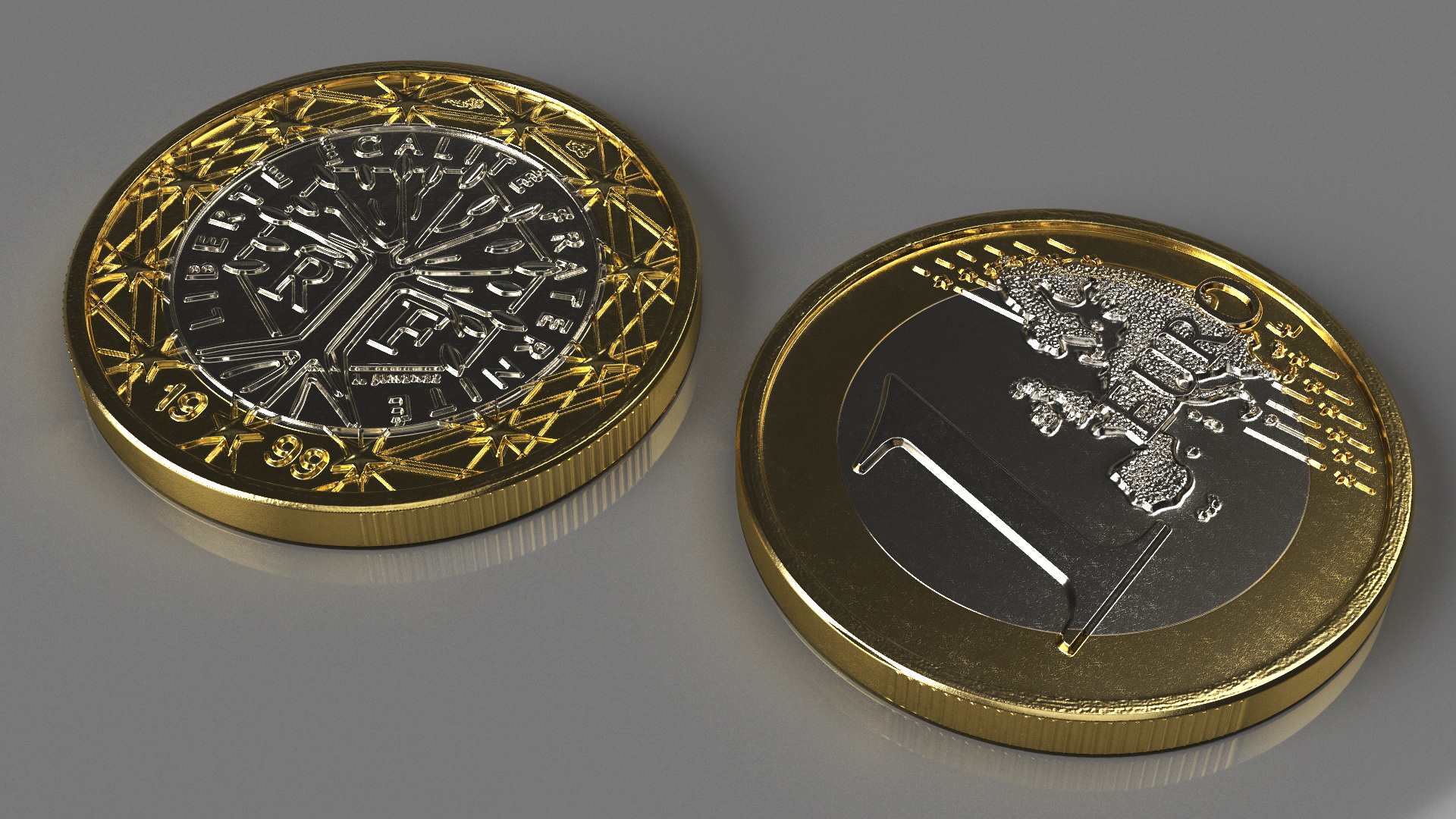 3D French 1 Euro Coin model