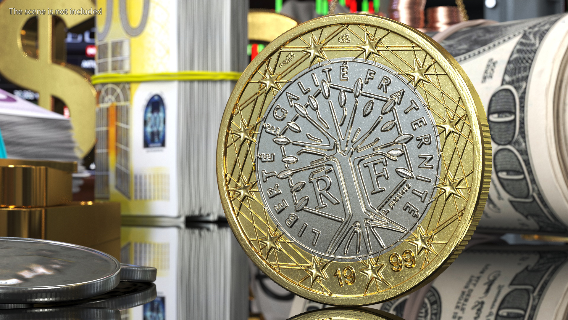 3D French 1 Euro Coin model