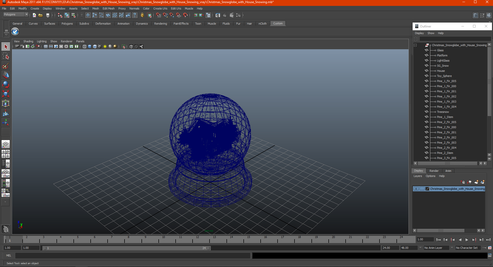 3D Christmas Snowglobe with House Snowing model