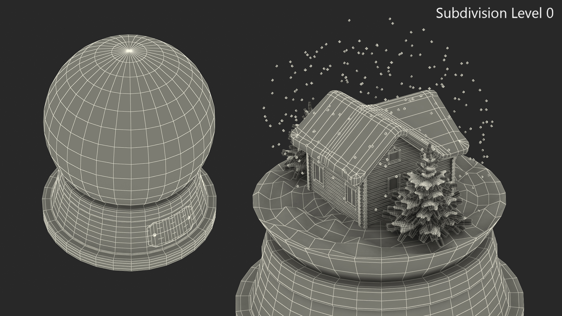 3D Christmas Snowglobe with House Snowing model