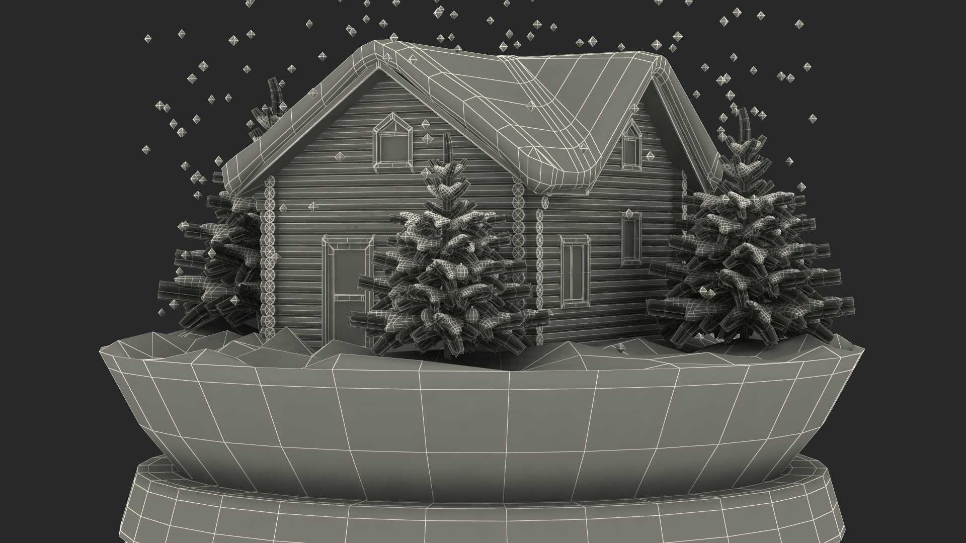 3D Christmas Snowglobe with House Snowing model