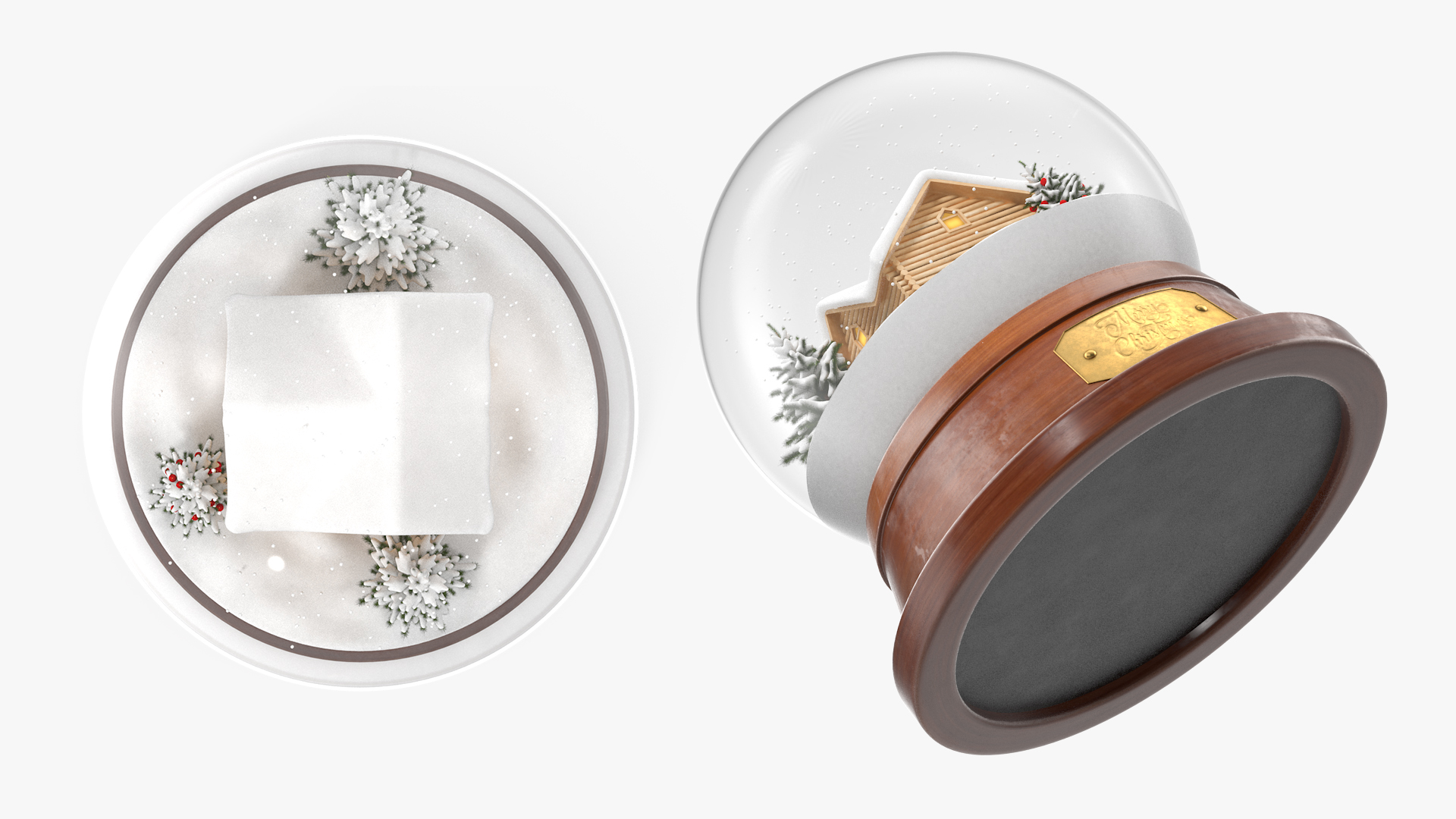 3D Christmas Snowglobe with House Snowing model