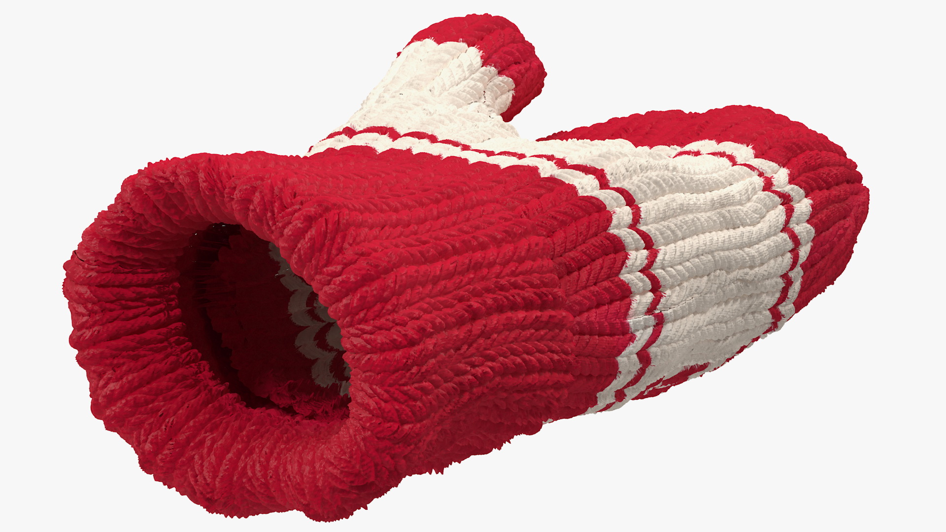 Pair of Red Wool Mittens 3D model