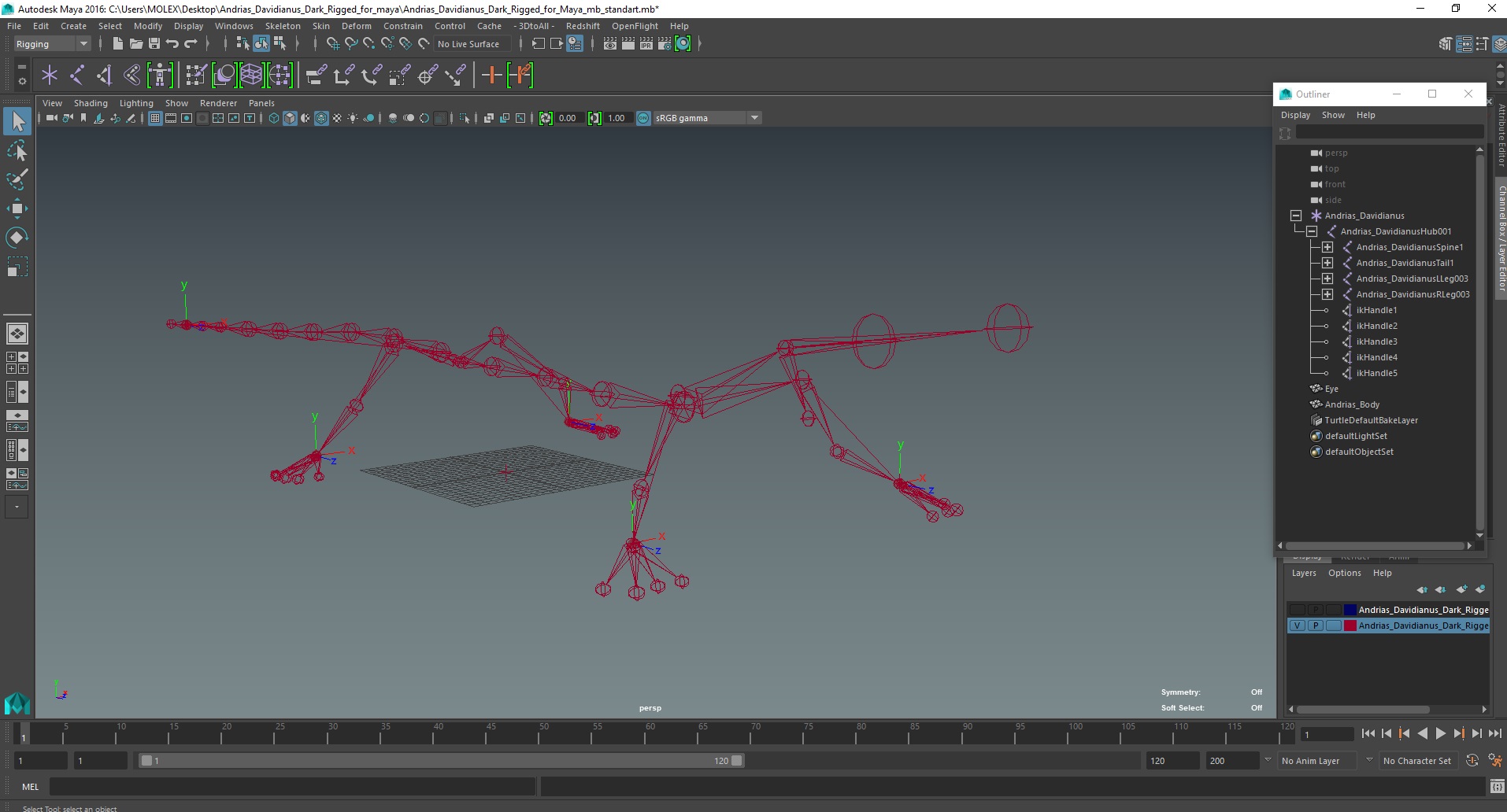 Andrias Davidianus Dark Rigged for Maya 3D model