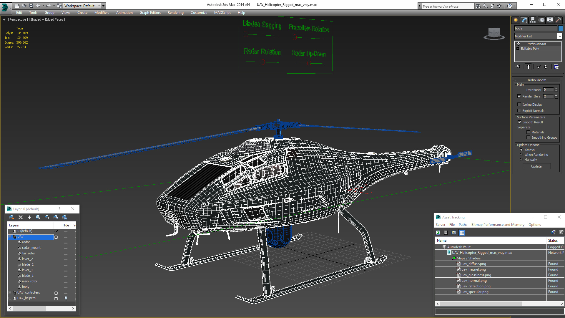 3D UAV Helicopter Rigged