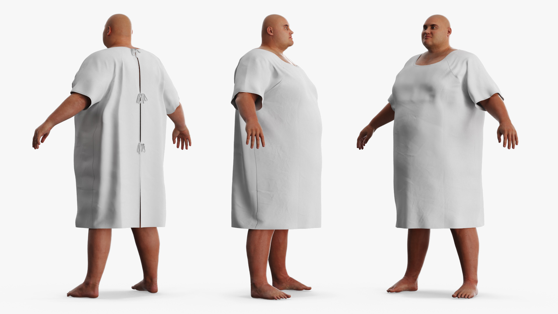 Patient Gown on Heavyset Man - view 2