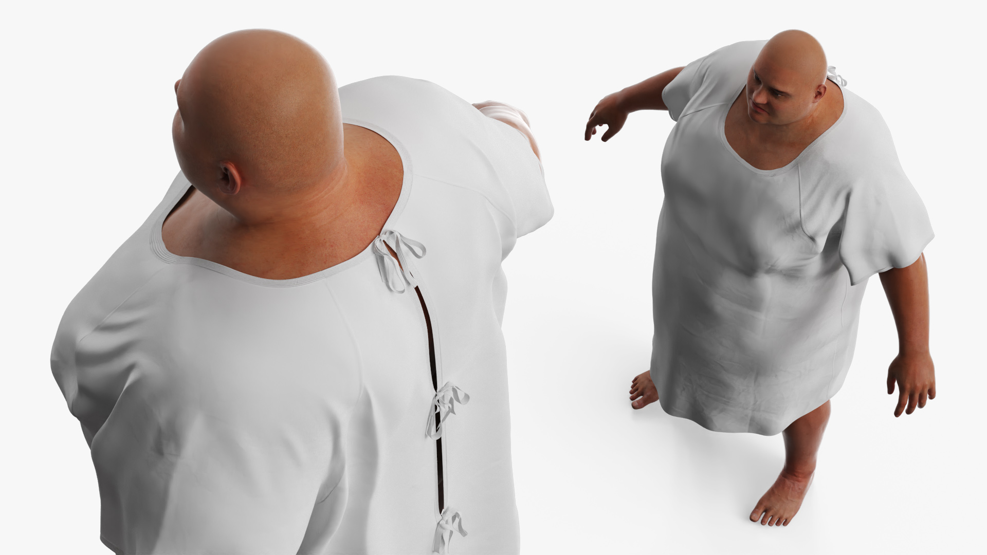 Patient Gown on Heavyset Man - view 4