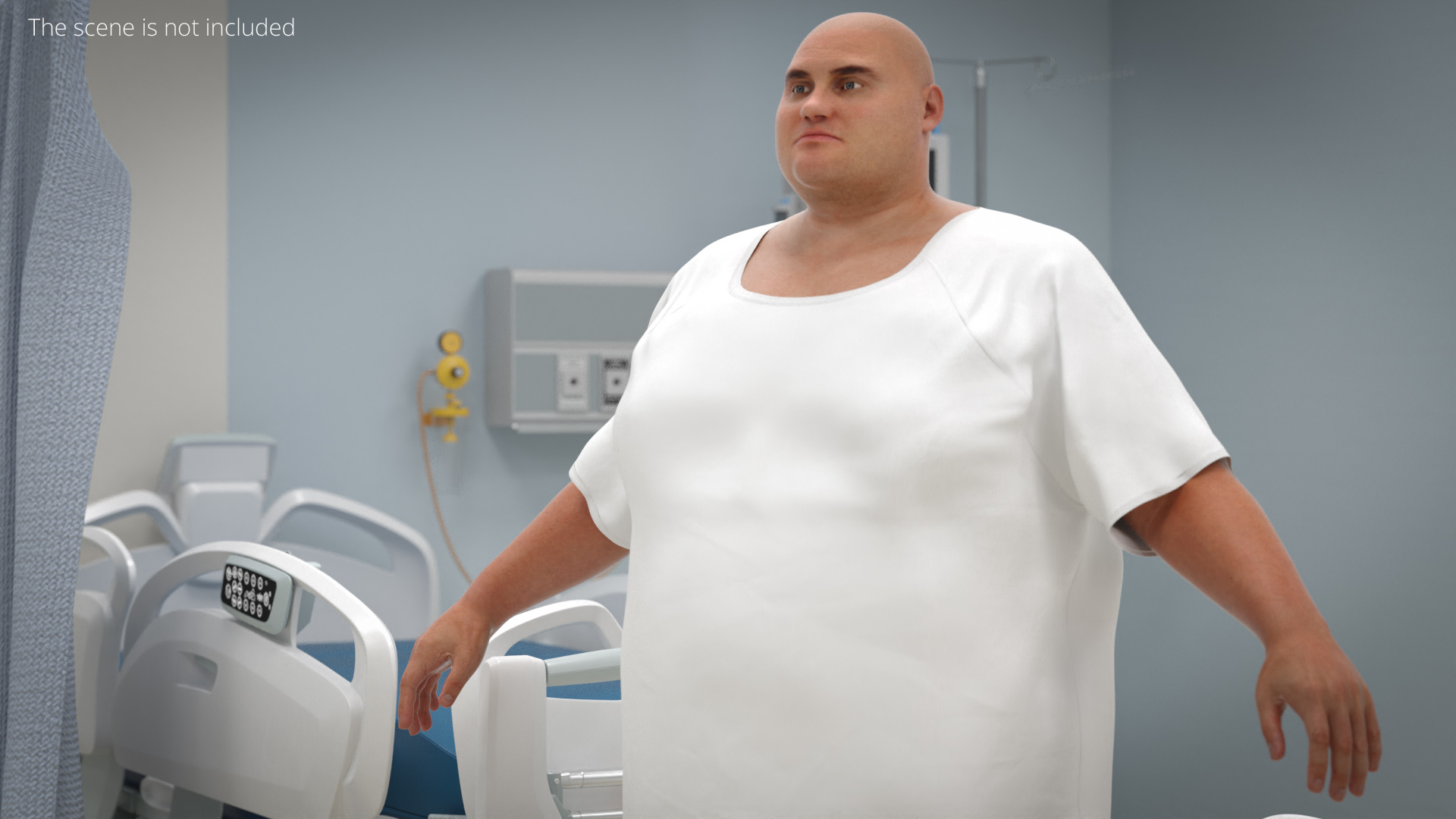 Patient Gown on Heavyset Man - view 3