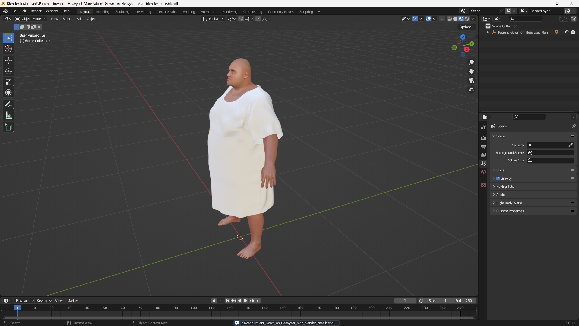 Patient Gown on Heavyset Man - view 10