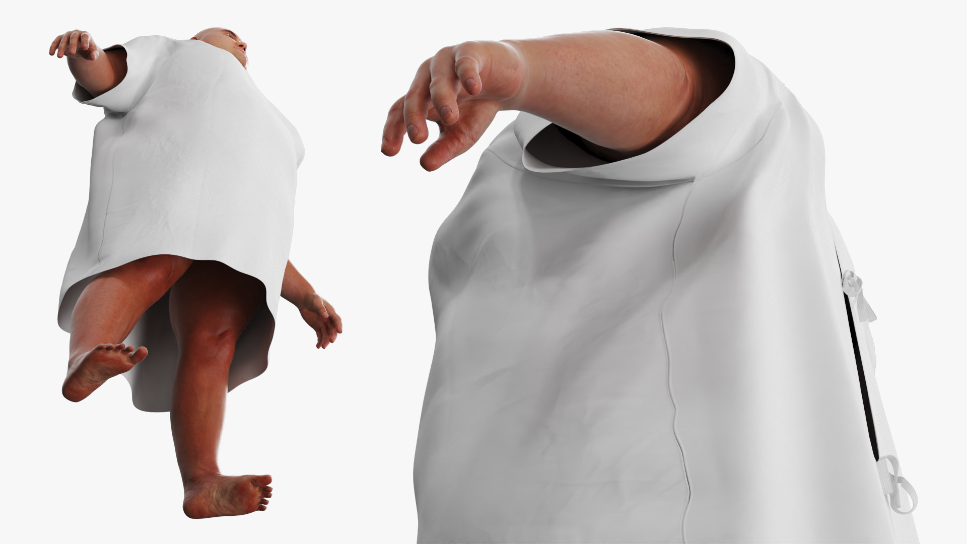 Patient Gown on Heavyset Man - view 5