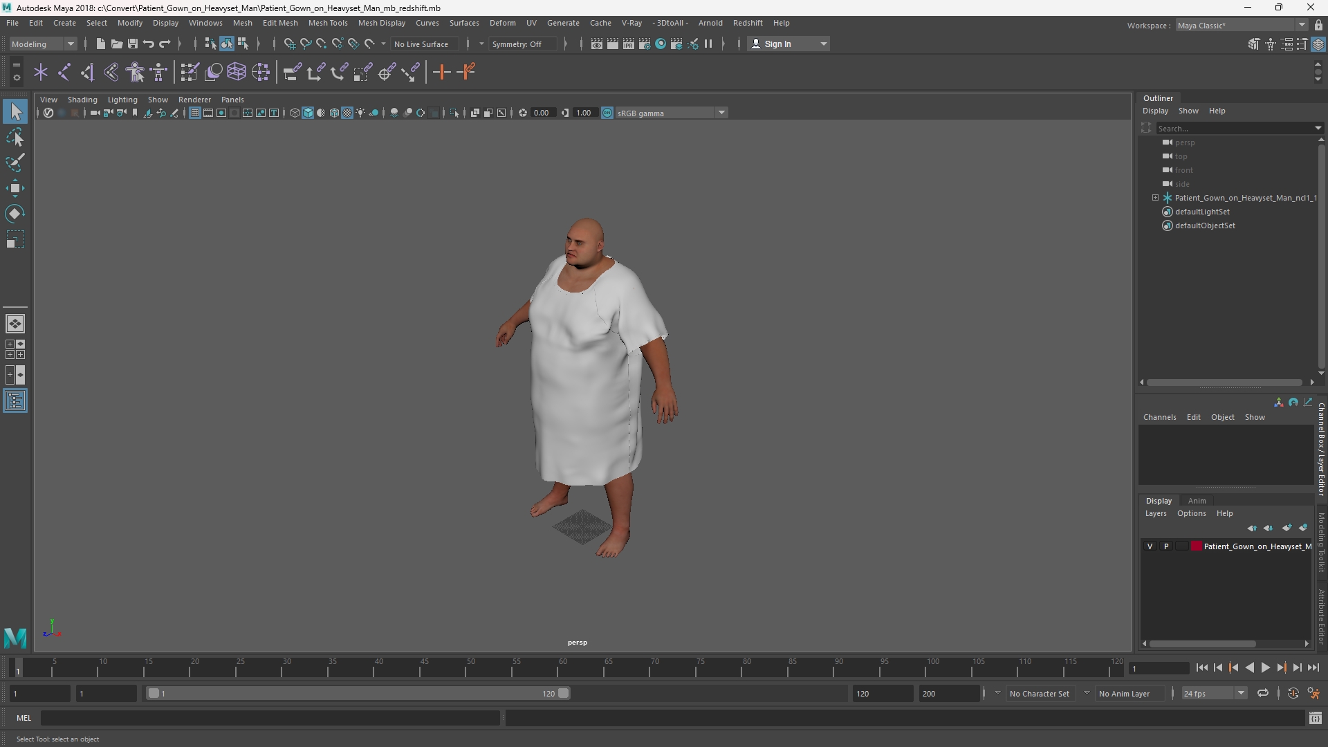 Patient Gown on Heavyset Man - view 11