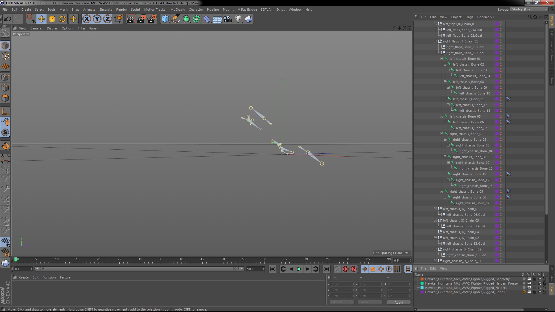 3D Hawker Hurricane Mk1 WW2 Fighter Rigged for Cinema 4D model