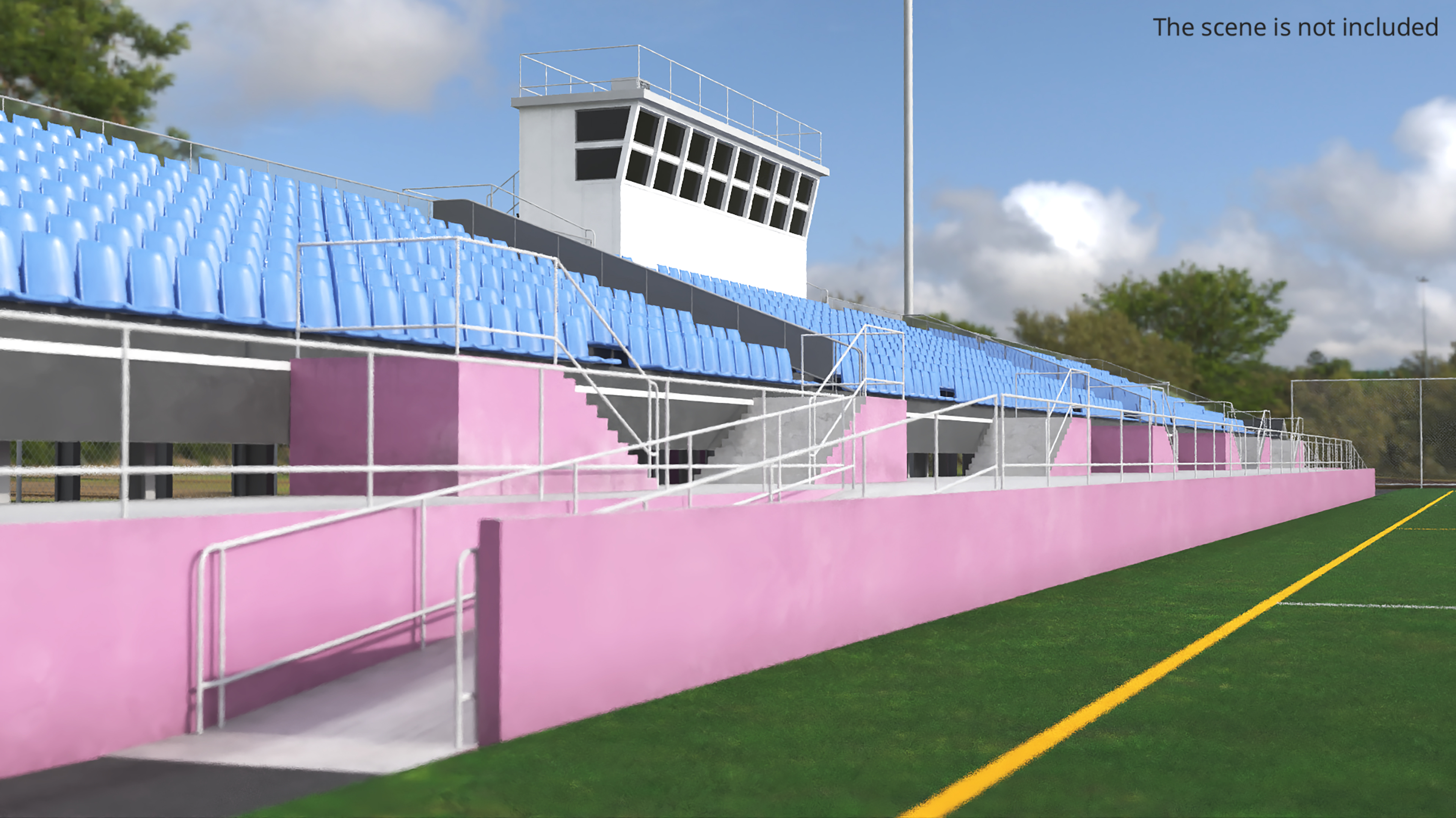 Sports Arena Grandstand with Central Booth - view 2