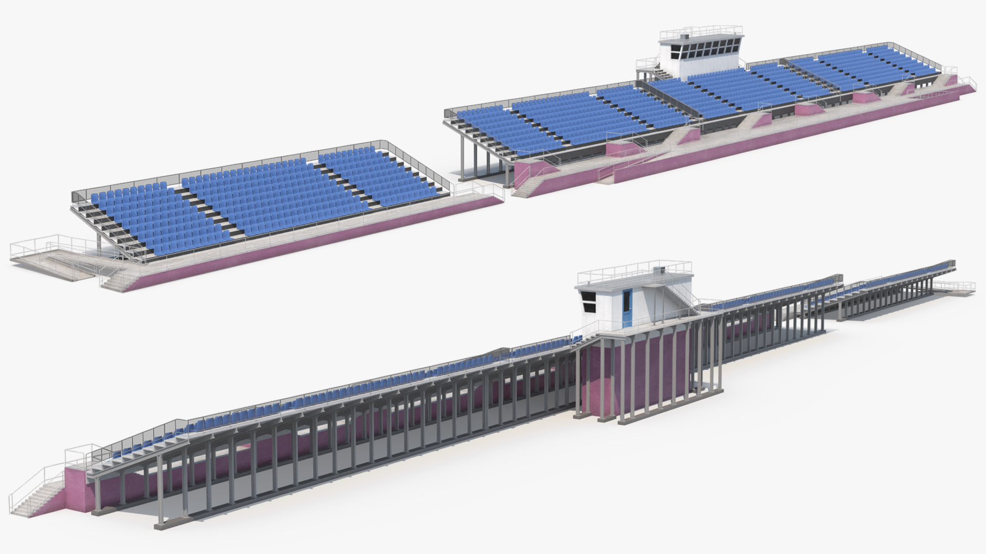 Sports Arena Grandstand with Central Booth - view 3