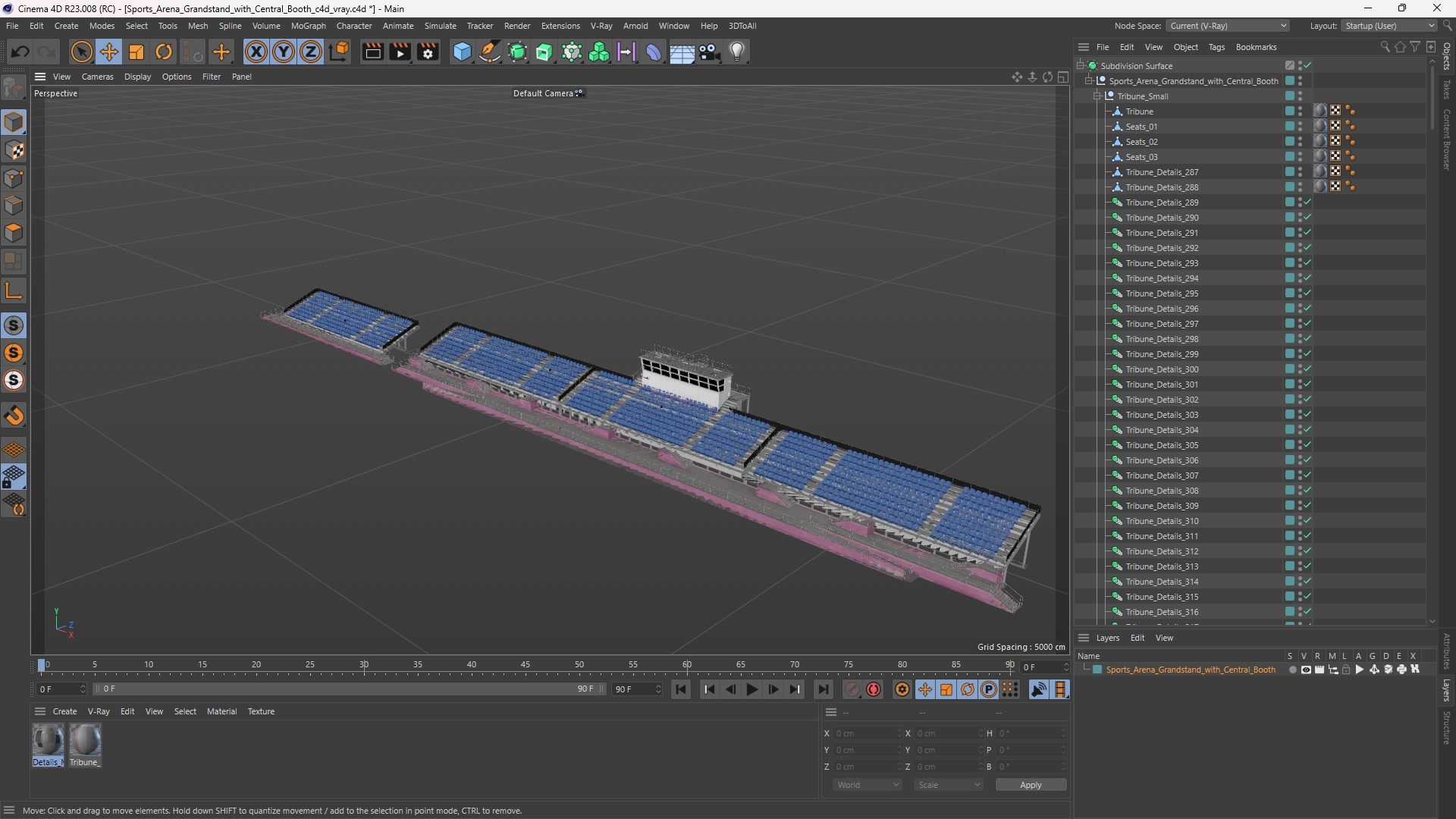 Sports Arena Grandstand with Central Booth - view 12