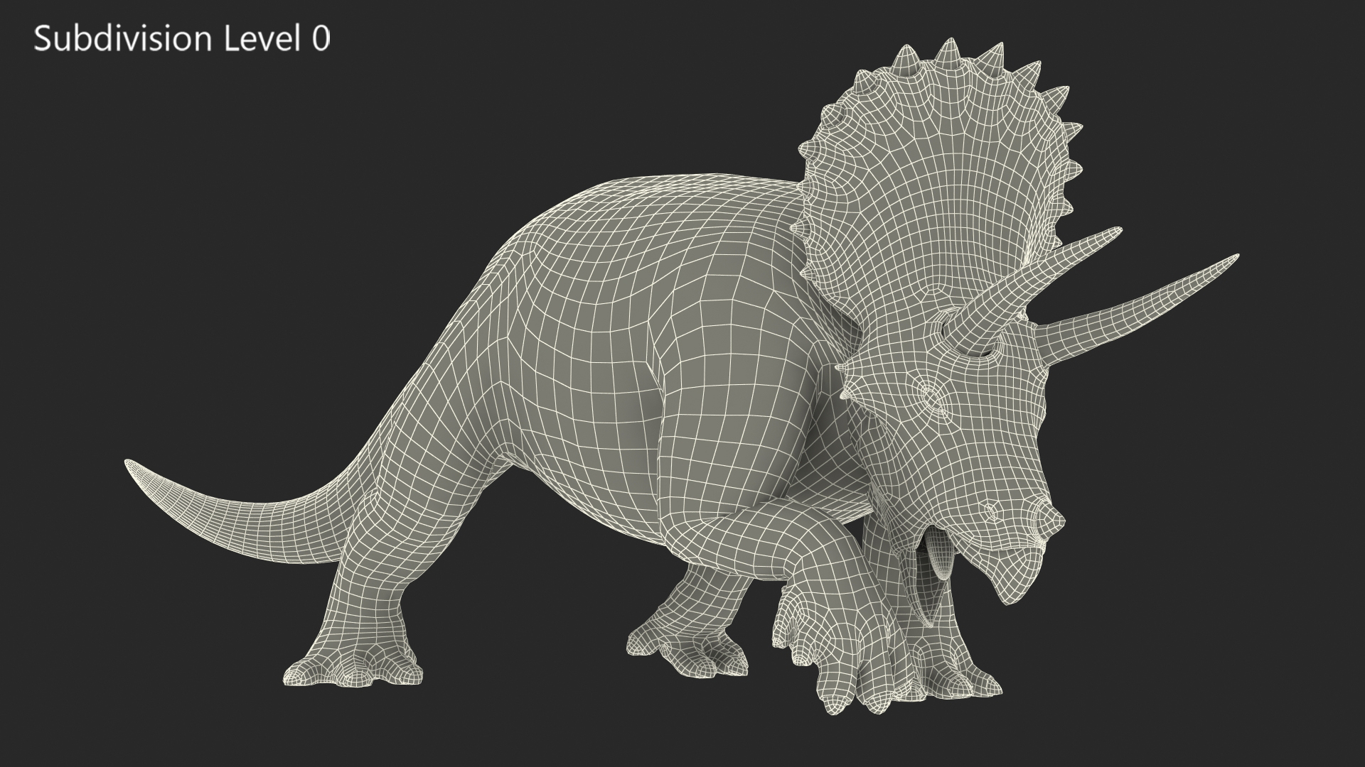 Triceratops Skeleton with Transparent Skin Rigged 3D model