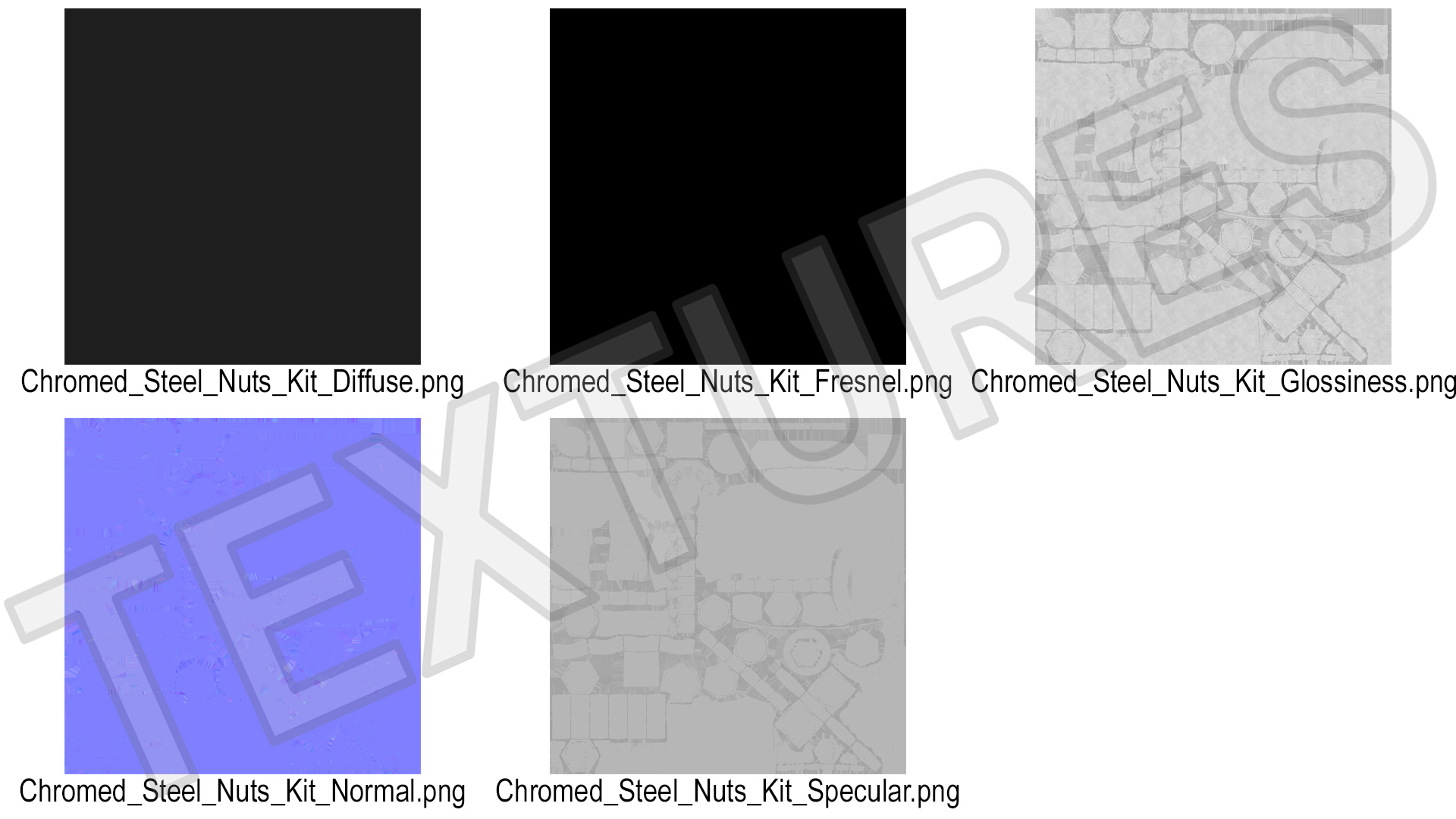 Chromed Steel Nuts Kit 3D