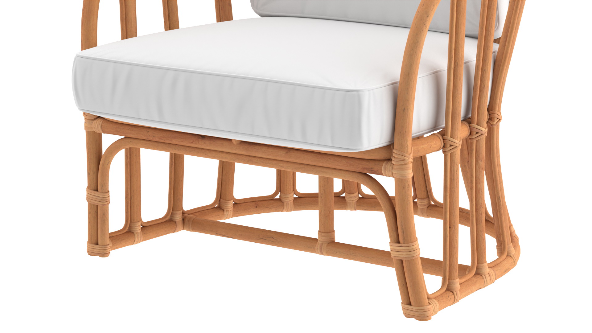 Vintage Rattan Armchair with Cushions 3D