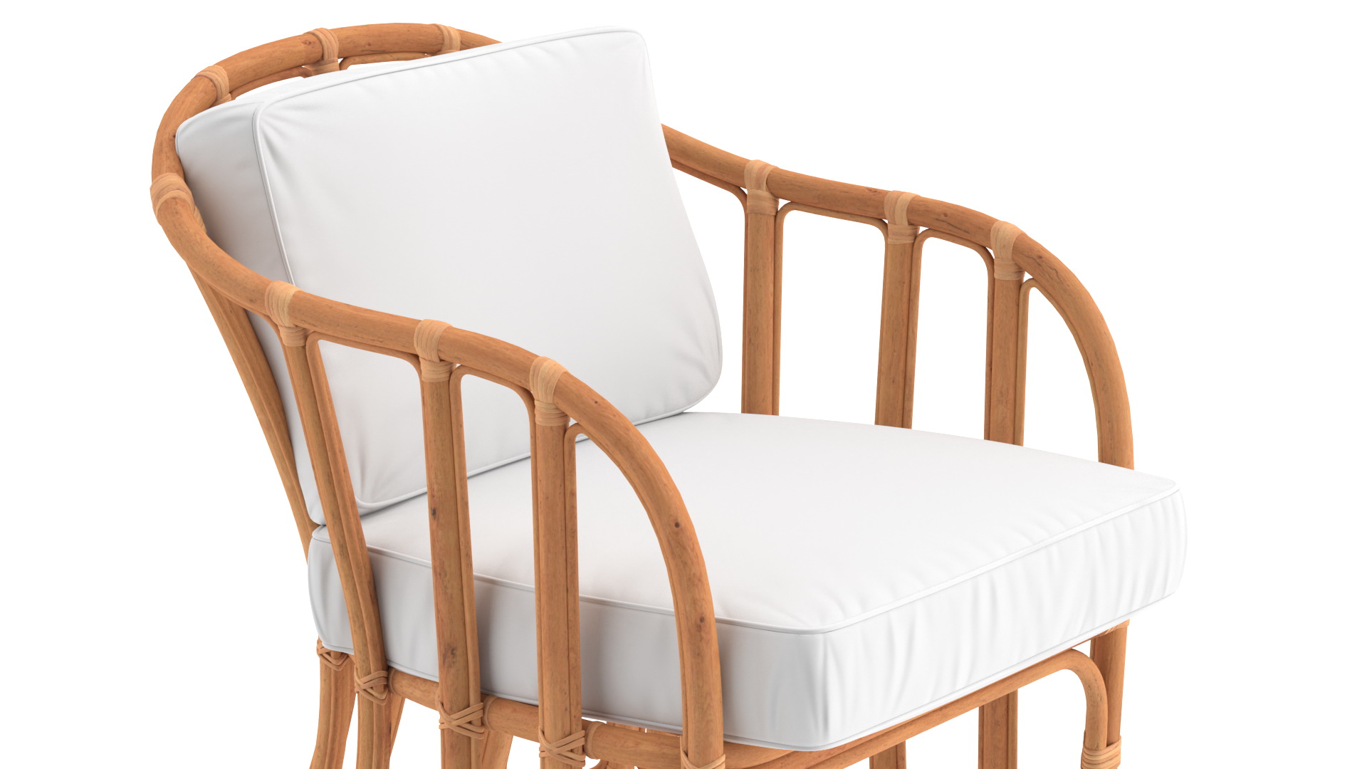 Vintage Rattan Armchair with Cushions 3D