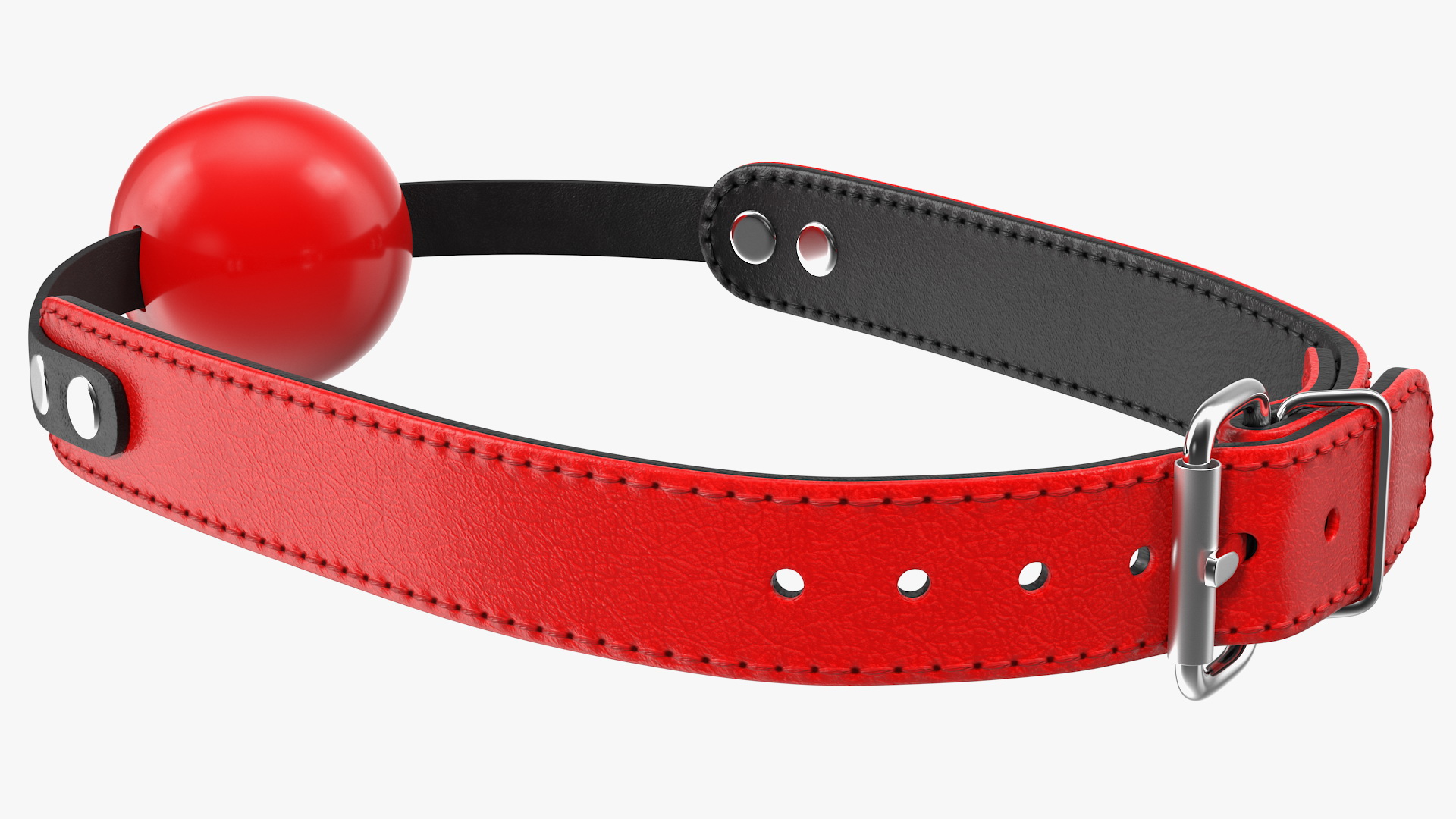 3D Leather Band Mouth Gag Red
