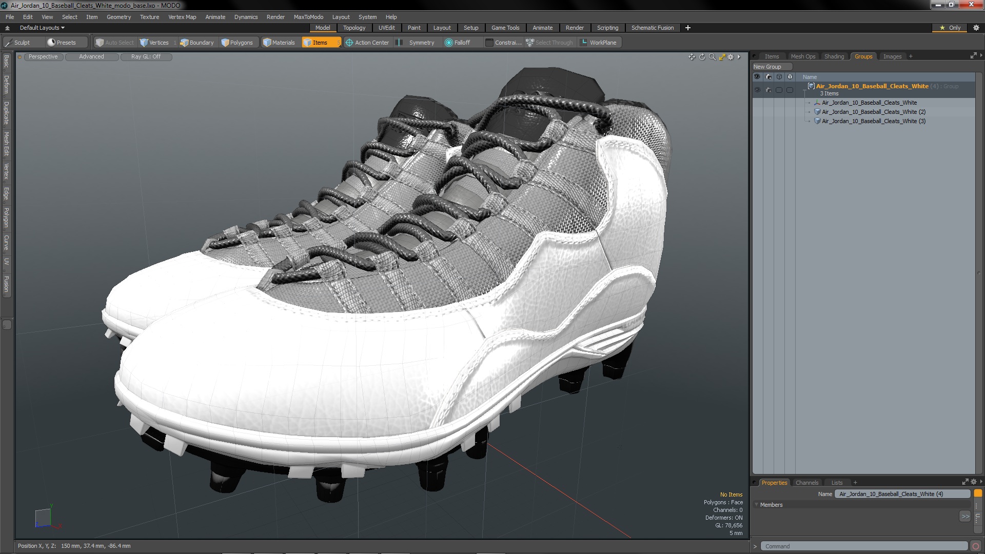 3D model Air Jordan 10 Baseball Cleats White
