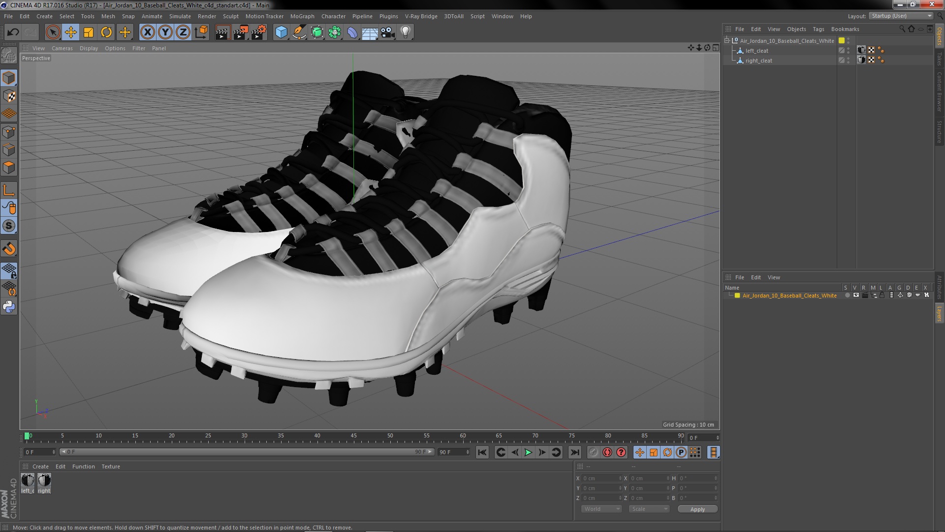 3D model Air Jordan 10 Baseball Cleats White