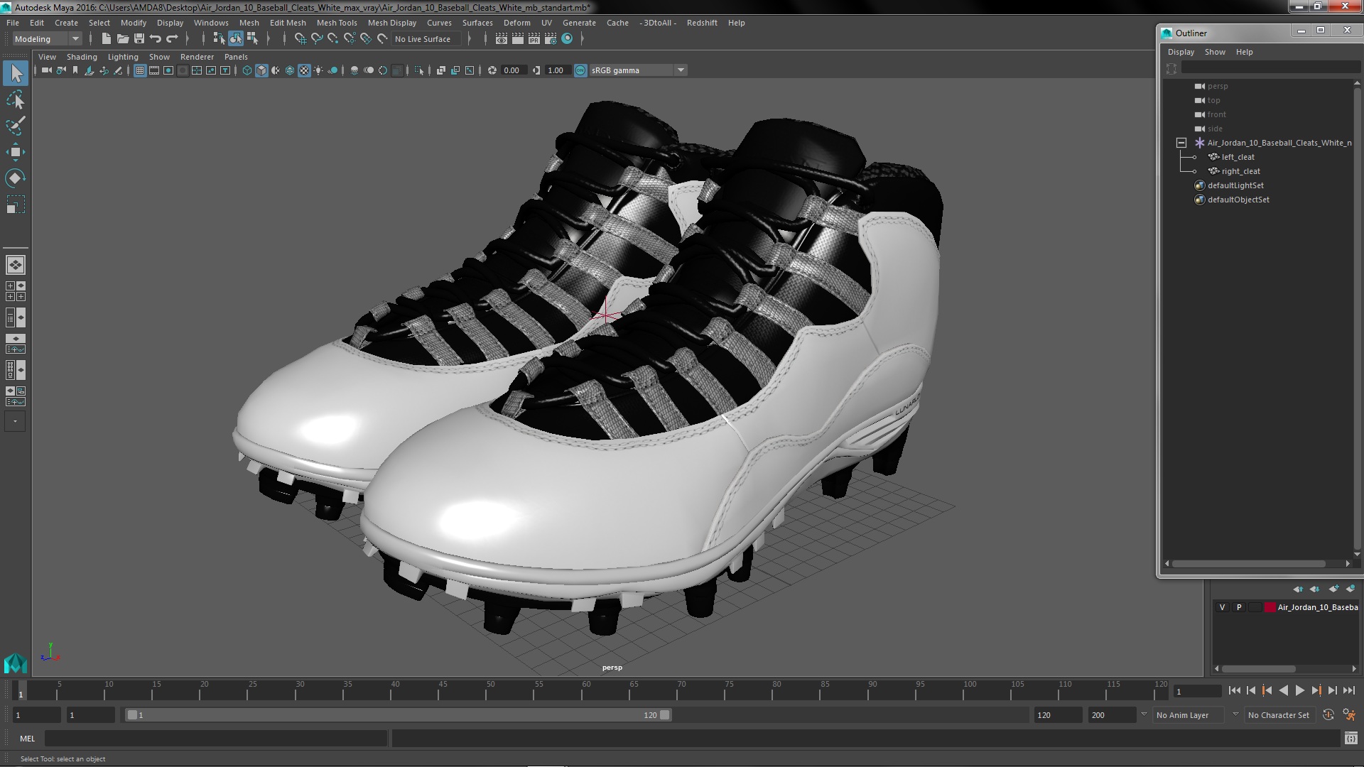 3D model Air Jordan 10 Baseball Cleats White