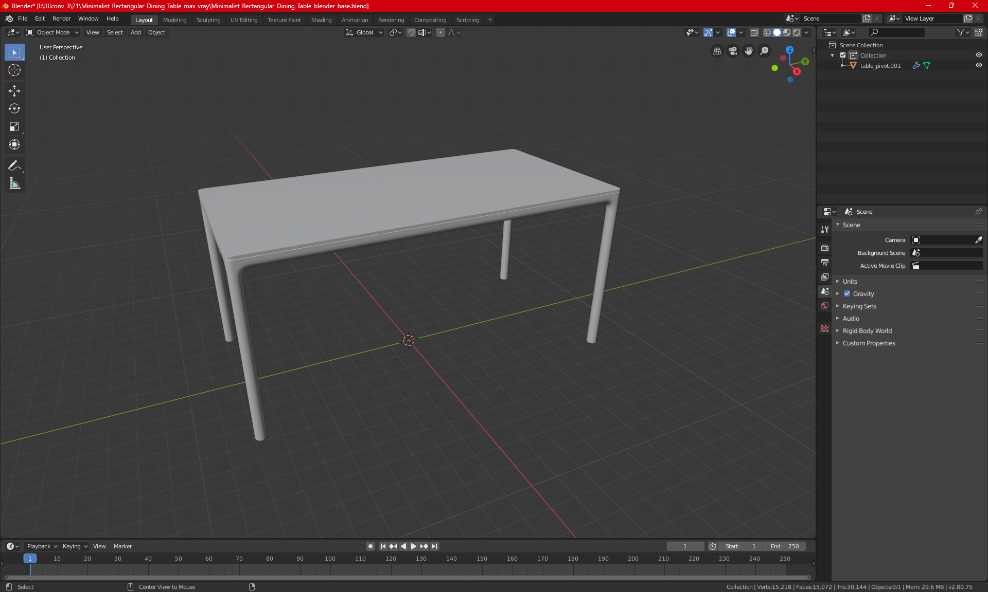 3D model Minimalist Rectangular Dining Table