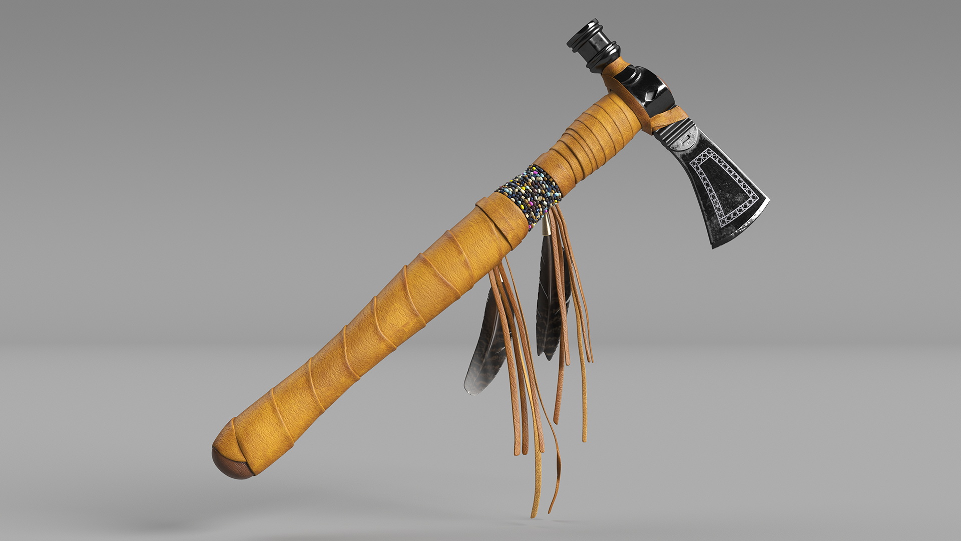 3D Native American Tomahawk Light Leather model