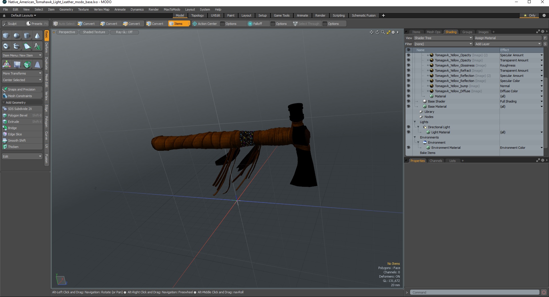 3D Native American Tomahawk Light Leather model