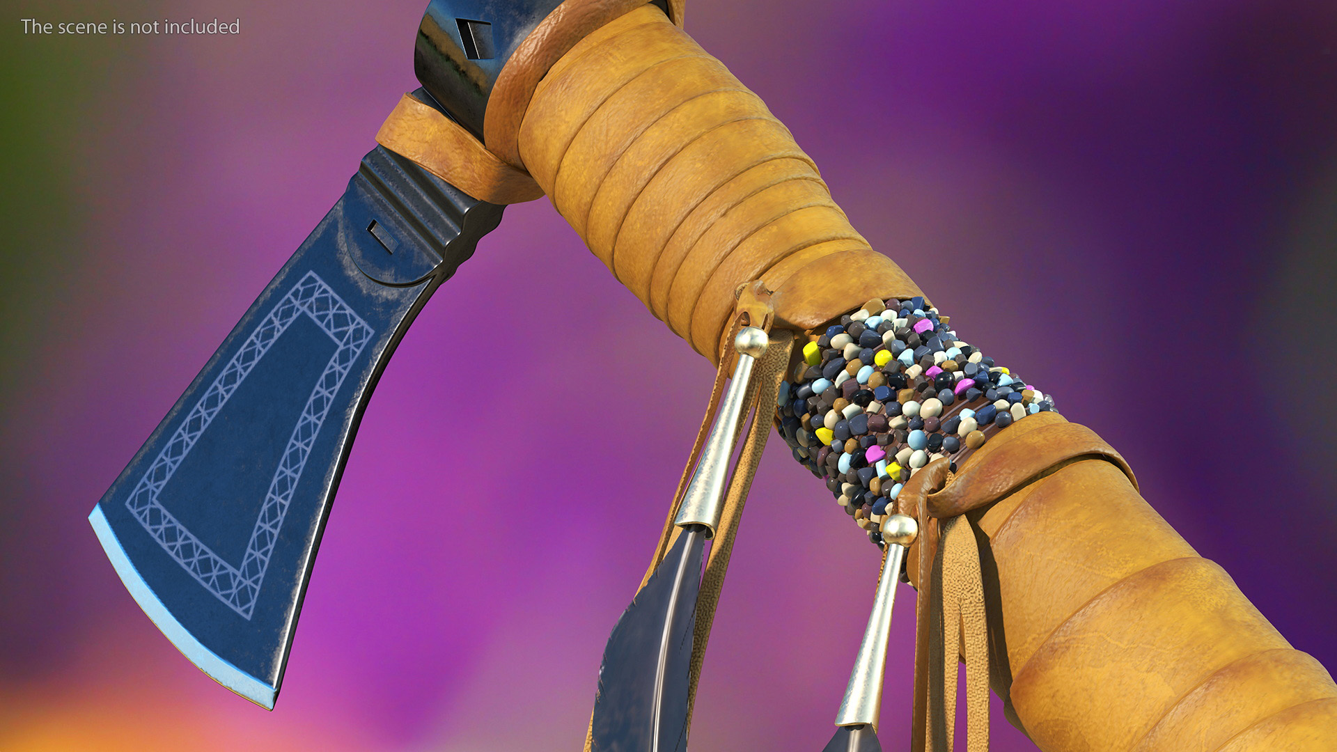 3D Native American Tomahawk Light Leather model