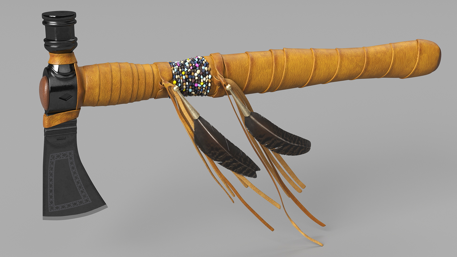 3D Native American Tomahawk Light Leather model