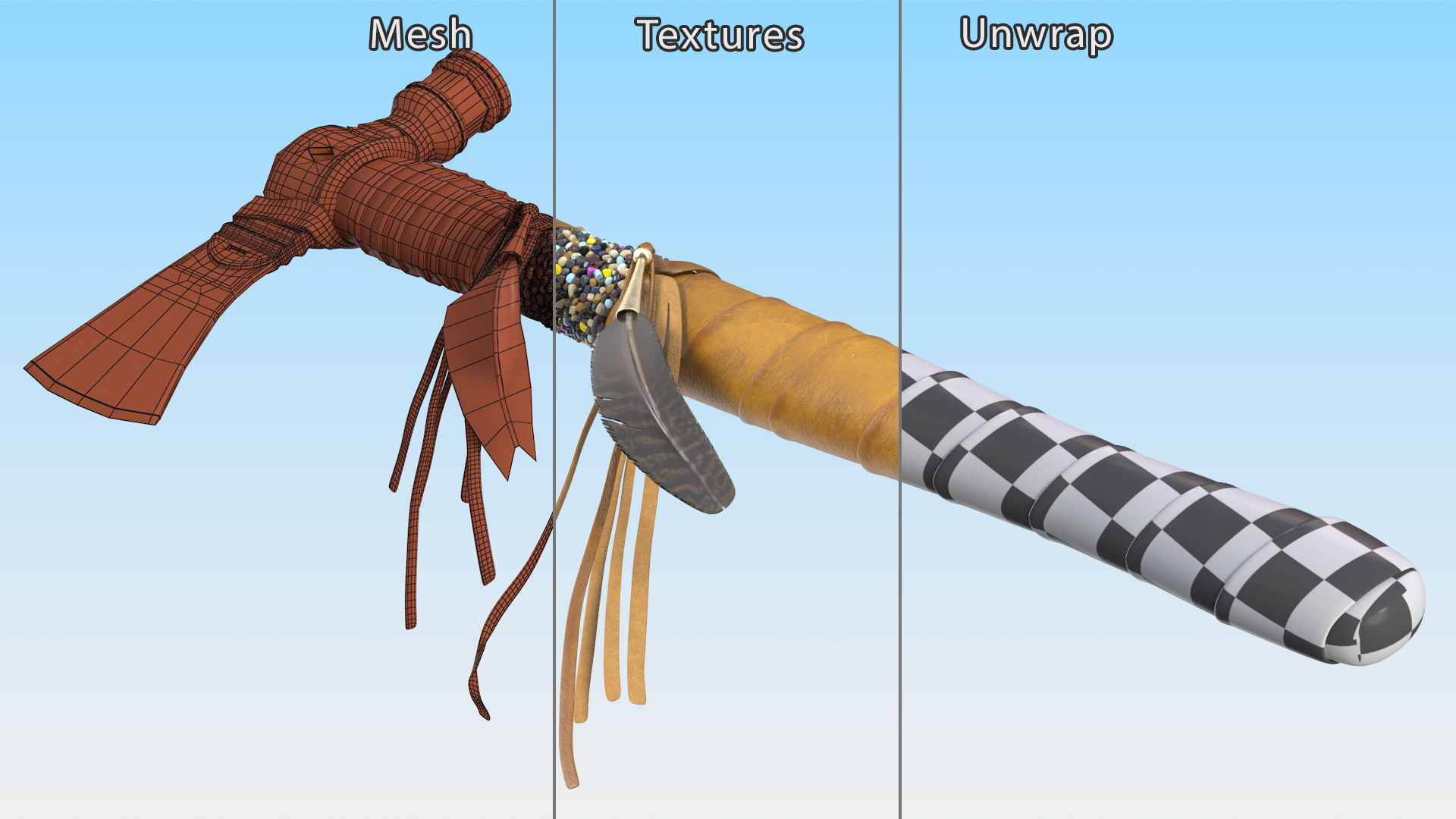 3D Native American Tomahawk Light Leather model