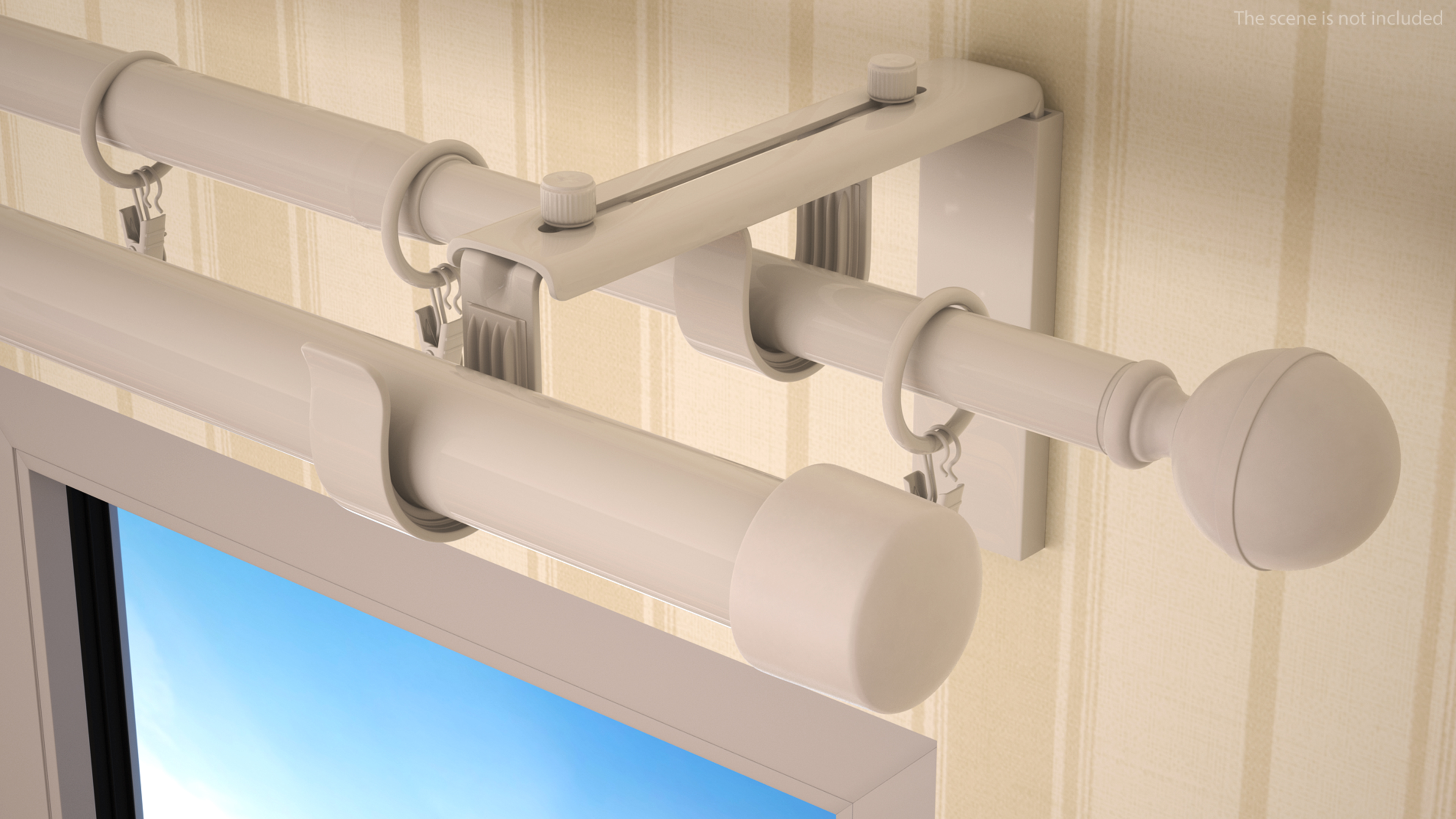 3D White Curtain Rods model