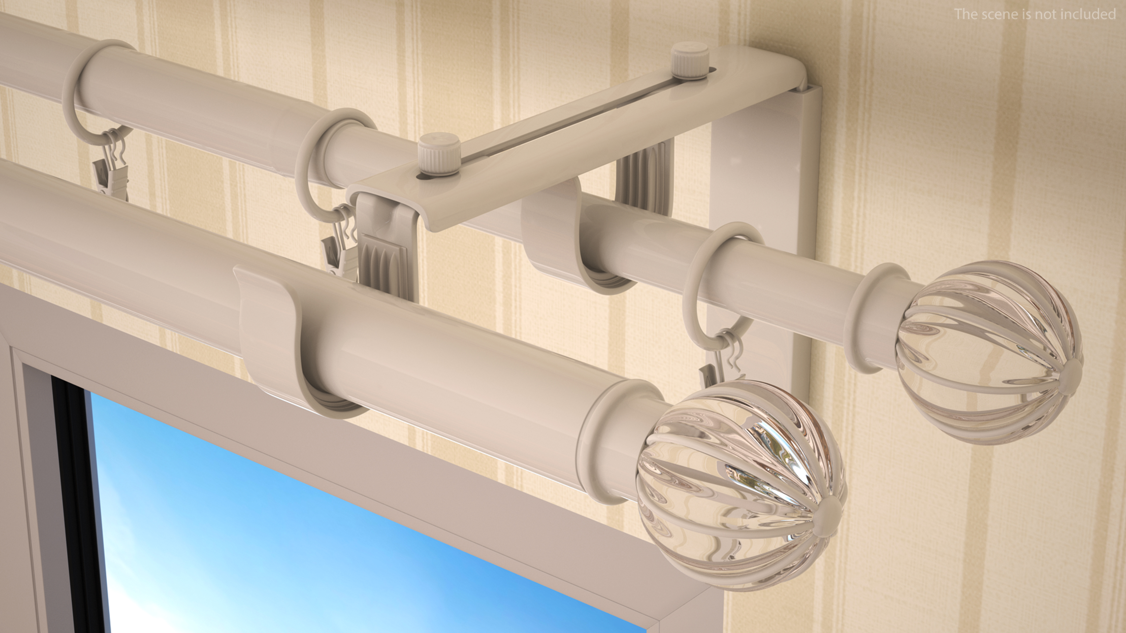 3D White Curtain Rods model