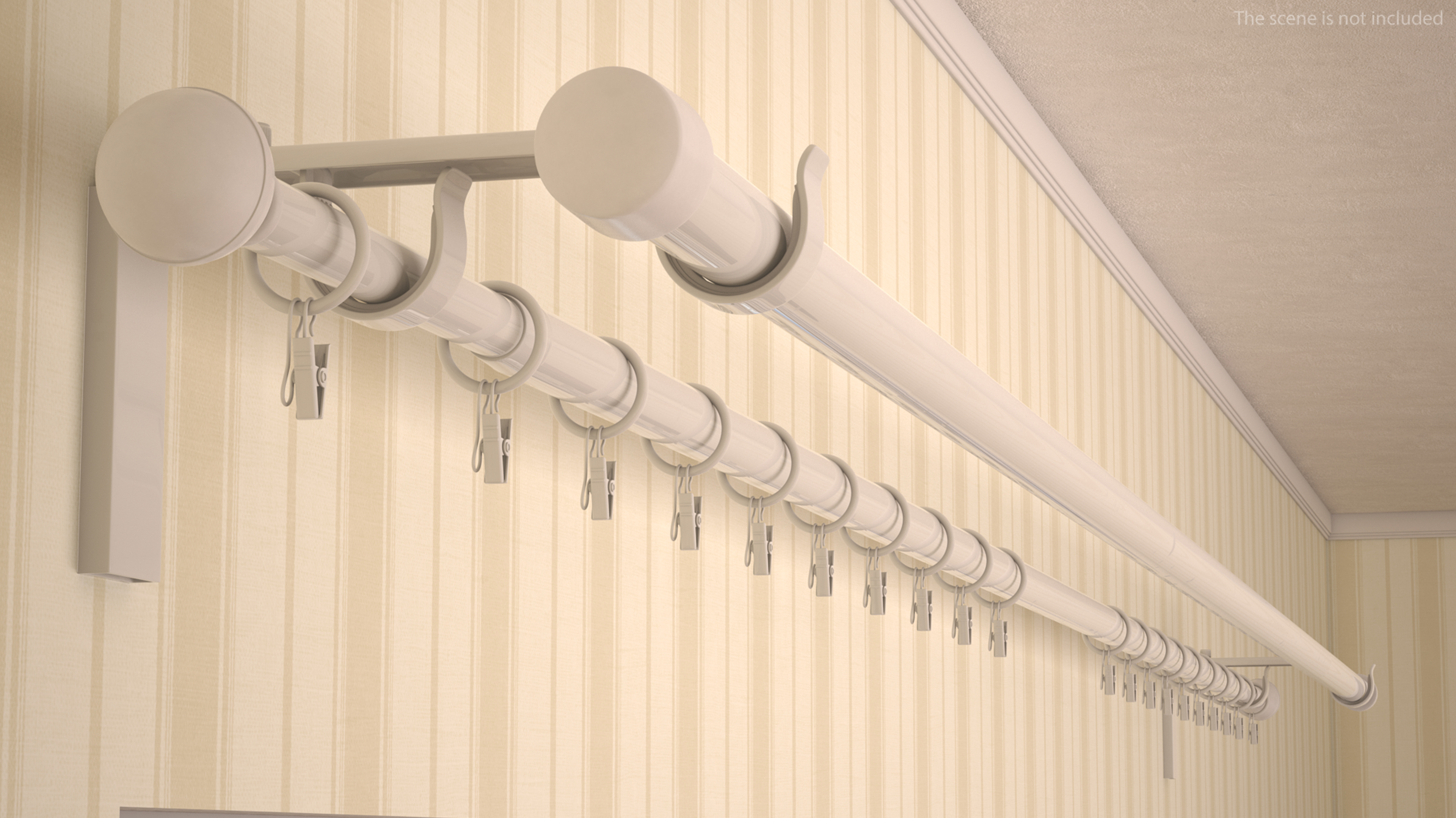 3D White Curtain Rods model