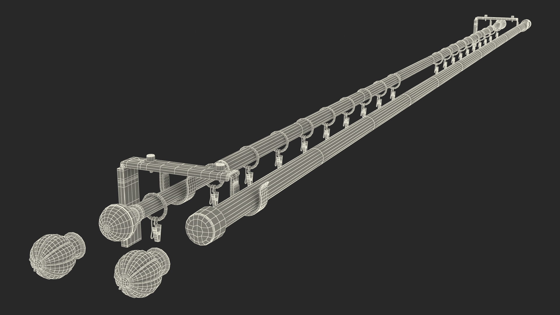 3D White Curtain Rods model