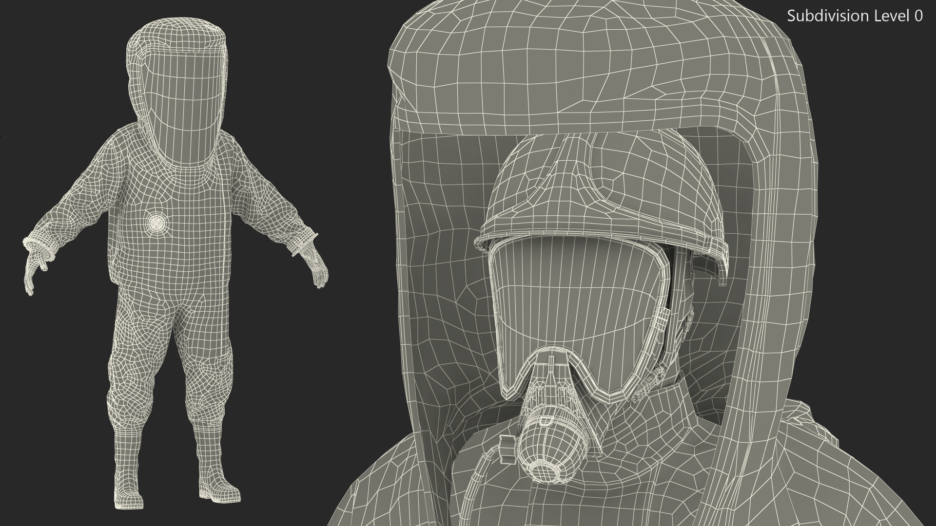 3D Fully Encapsulating Chemical Protection Suit T-Pose