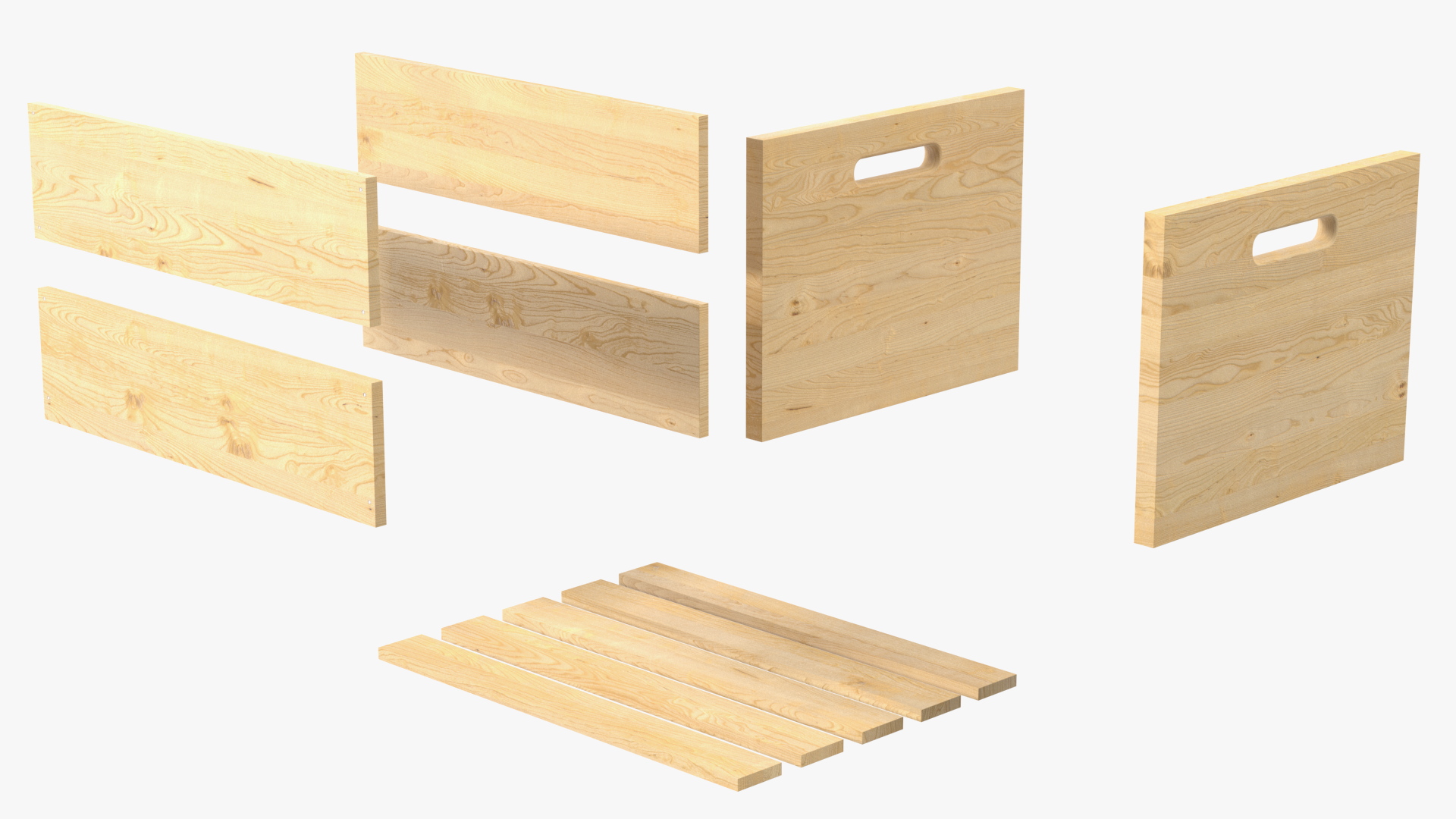 Wooden Large High Fruit Box 3D