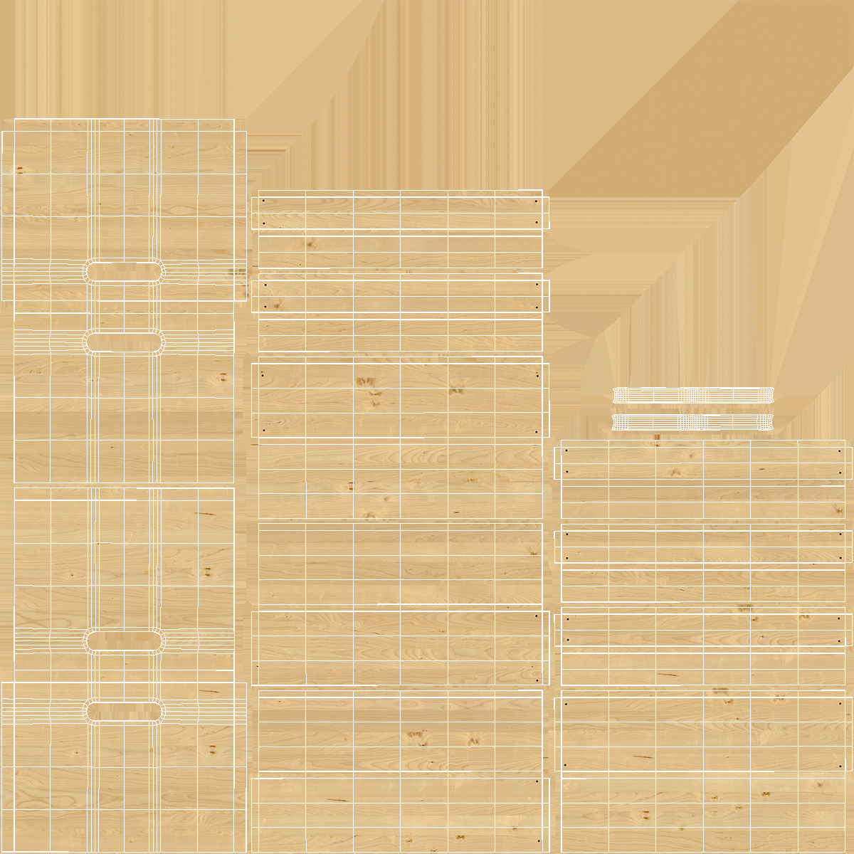 Wooden Large High Fruit Box 3D