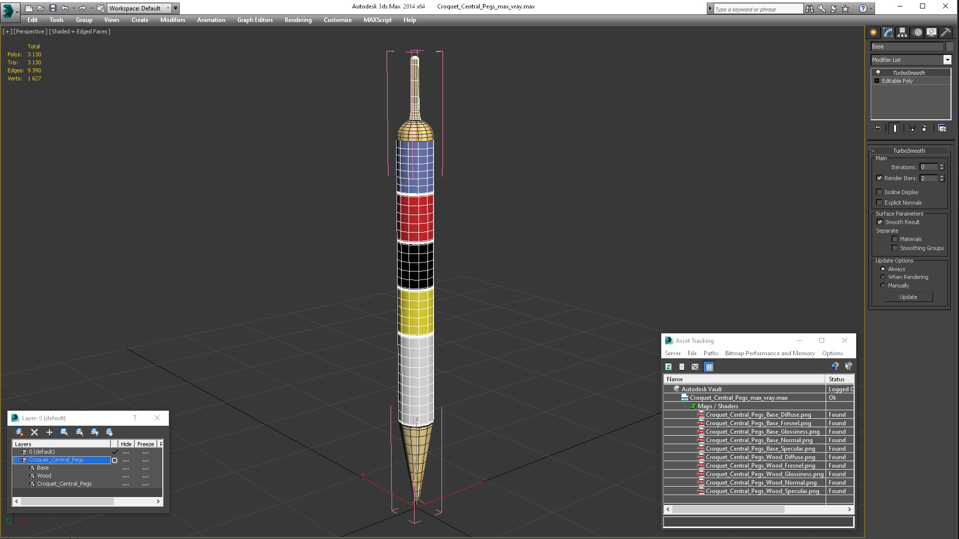 3D model Croquet Central Pegs